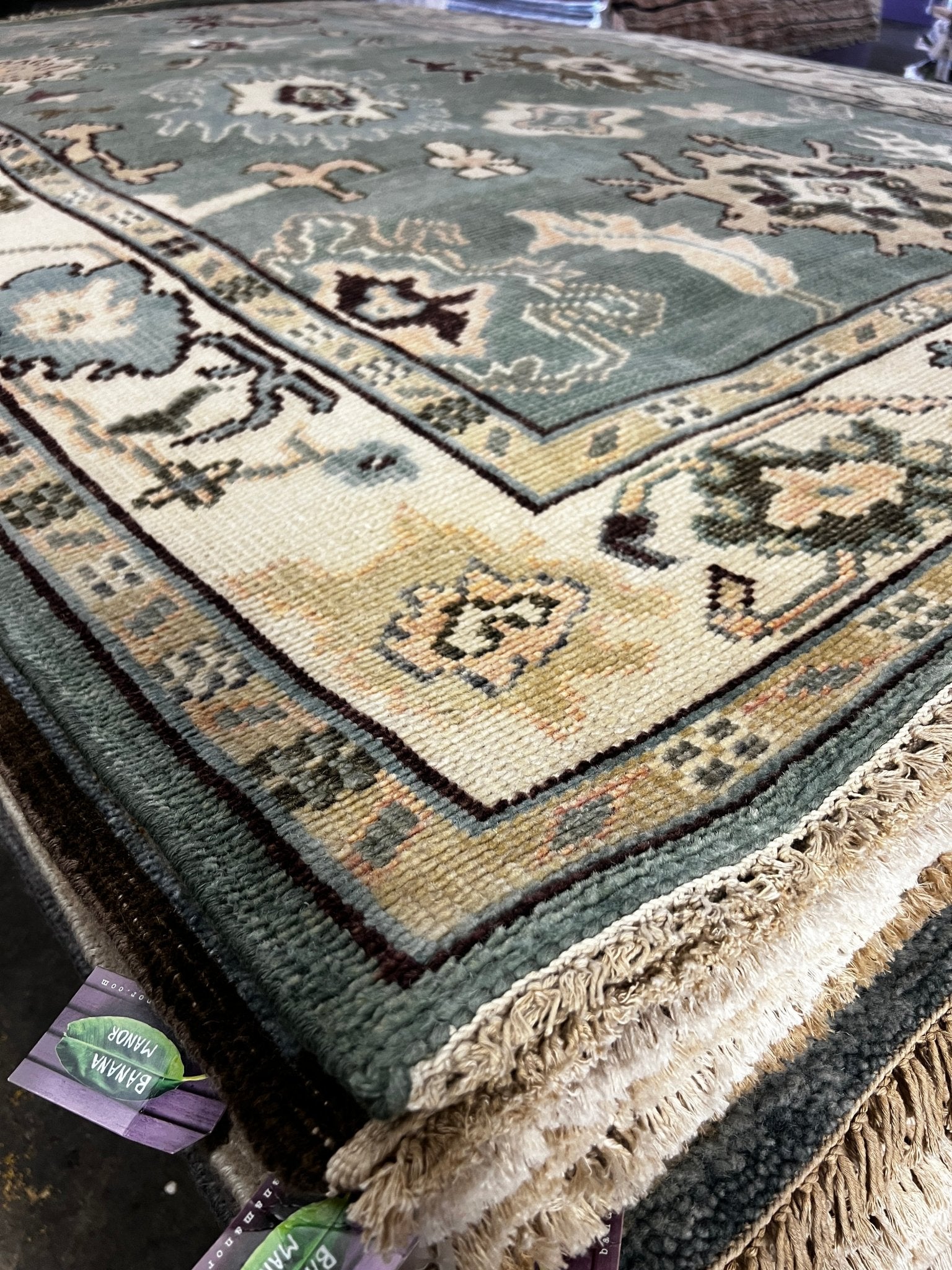 Casey Donovan 6x9 Hand-Knotted Light Green & Ivory Oushak | Banana Manor Rug Factory Outlet