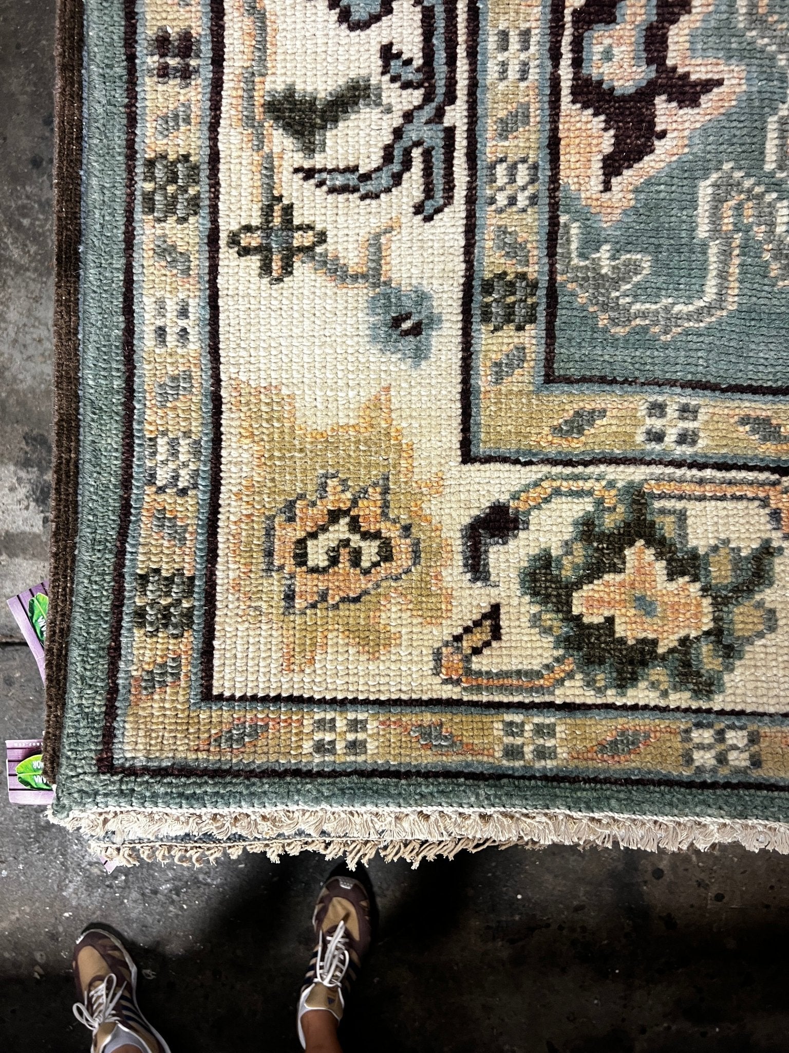 Casey Donovan 6x9 Hand-Knotted Light Green & Ivory Oushak | Banana Manor Rug Factory Outlet