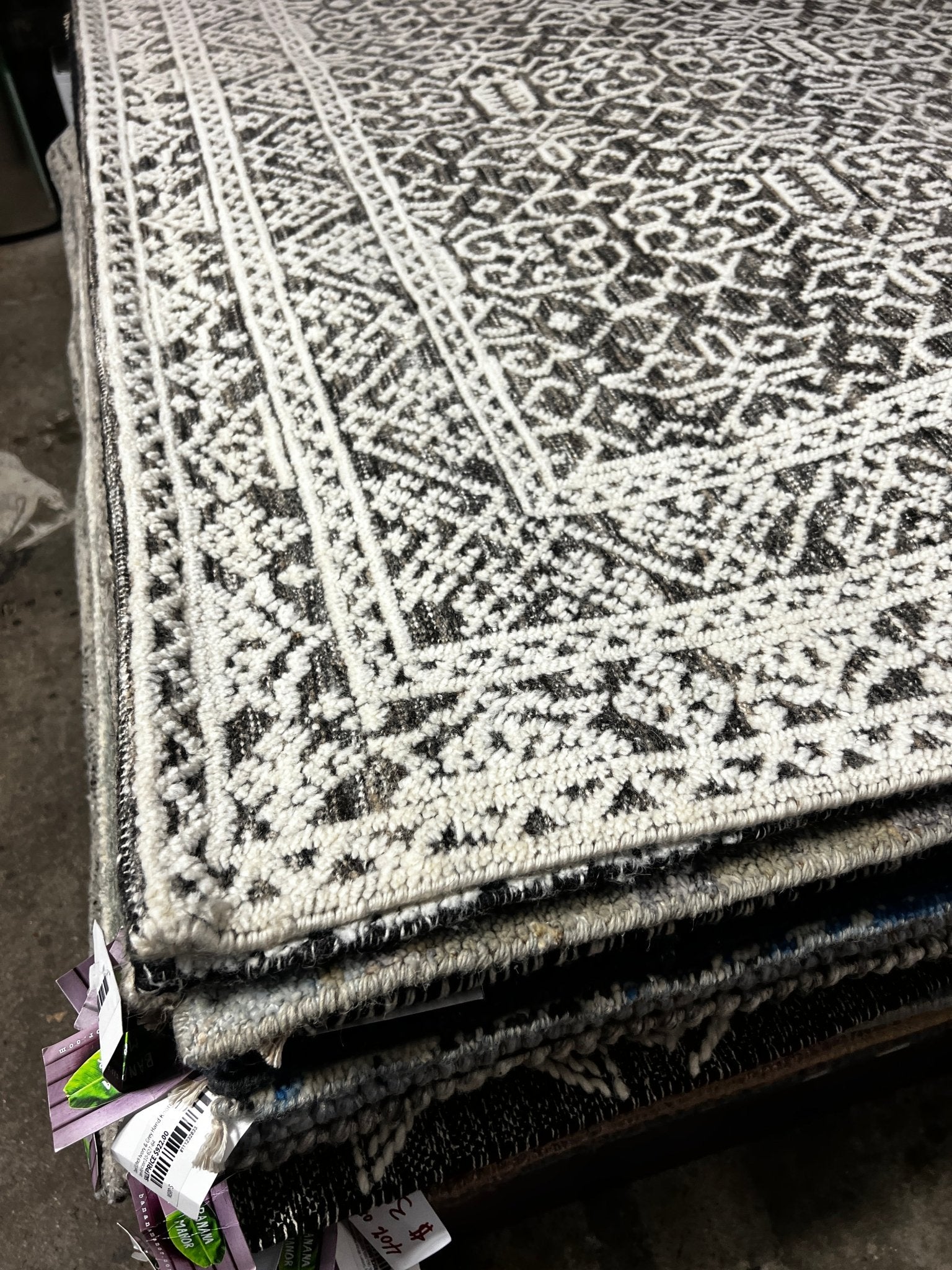 Castro 6x9 Hand-Knotted Ivory & Dark Grey Cut Pile | Banana Manor Rug Factory Outlet