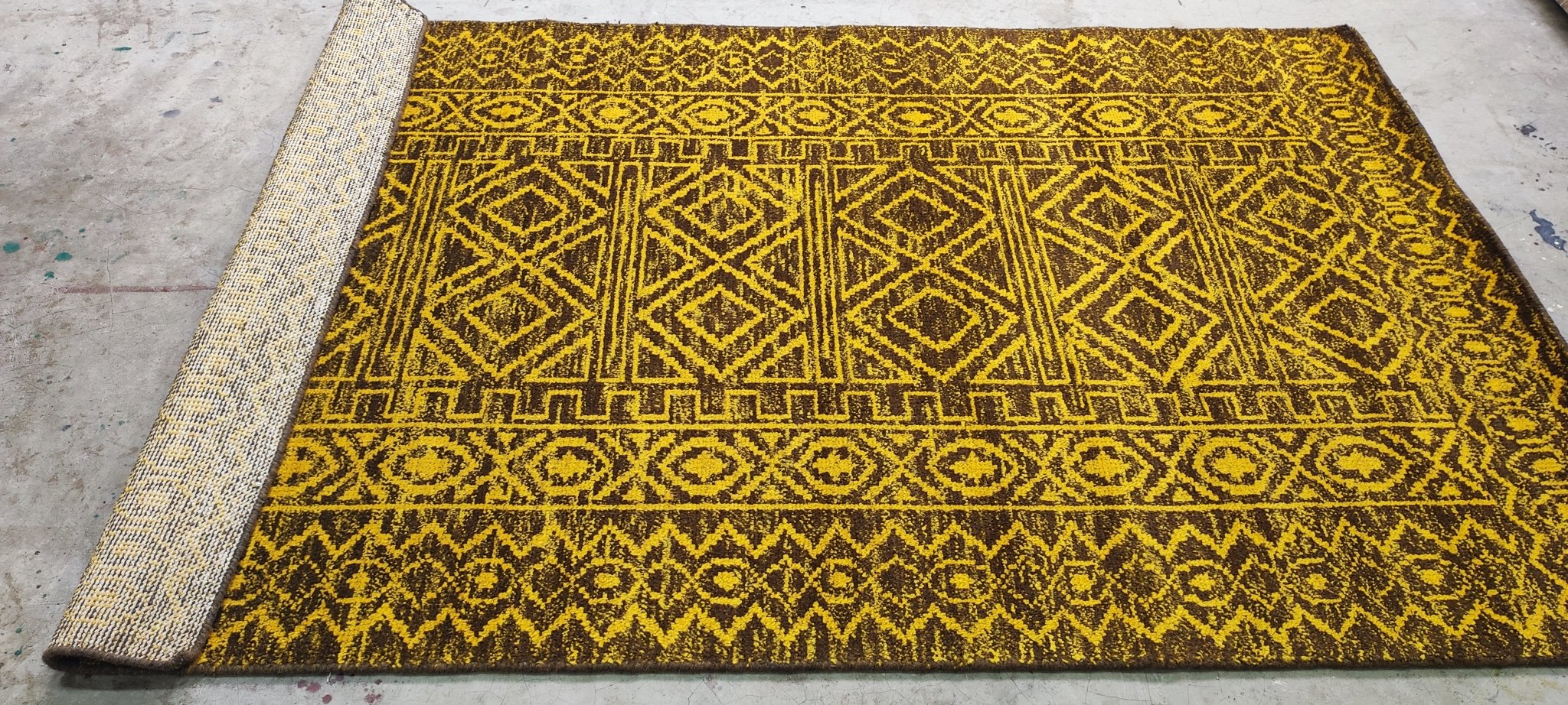 Catarina Rosas Gold and Brown Modern Hand-Knotted Rug 5x8 | Banana Manor Rug Company