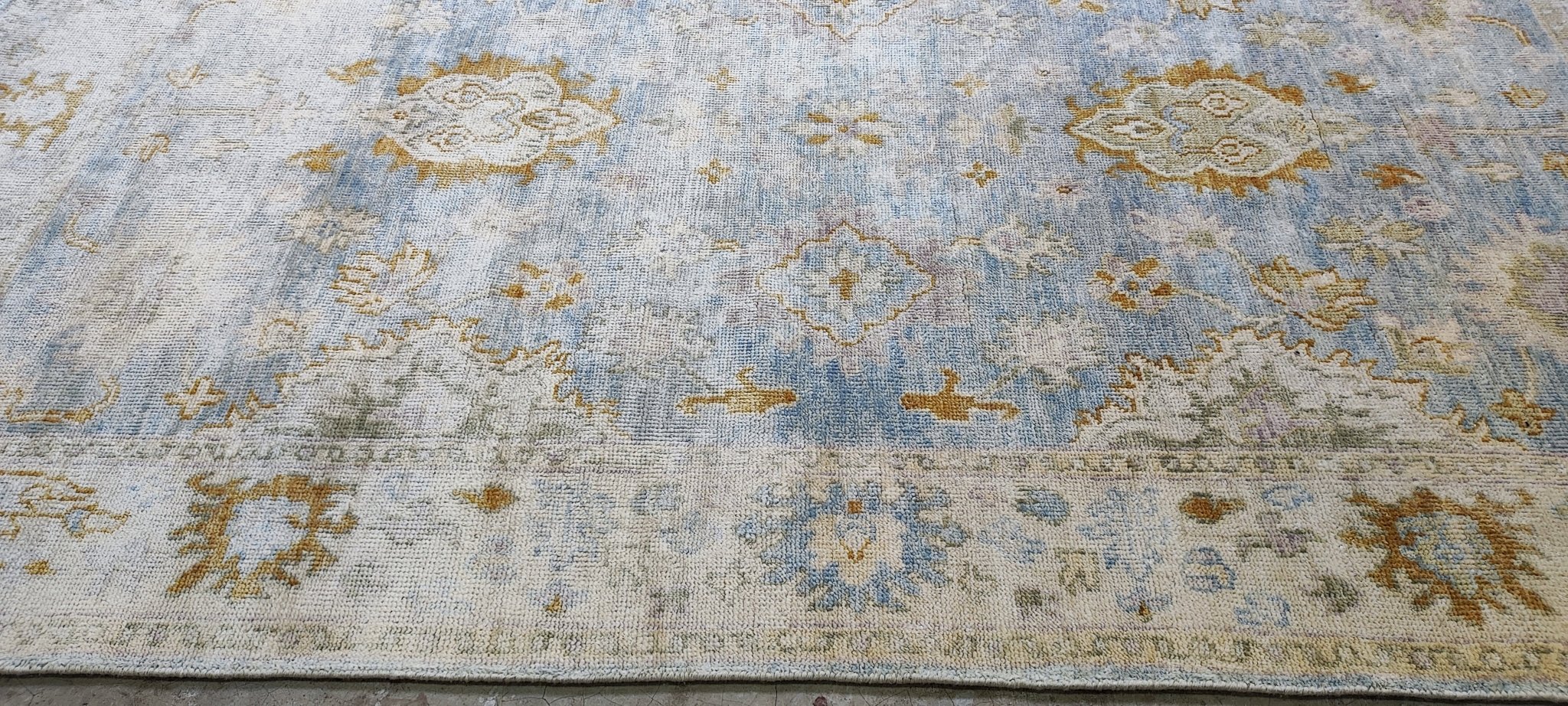 Cato 6x9.6 Aqua & Ivory Oushak | Banana Manor Rug Factory Outlet