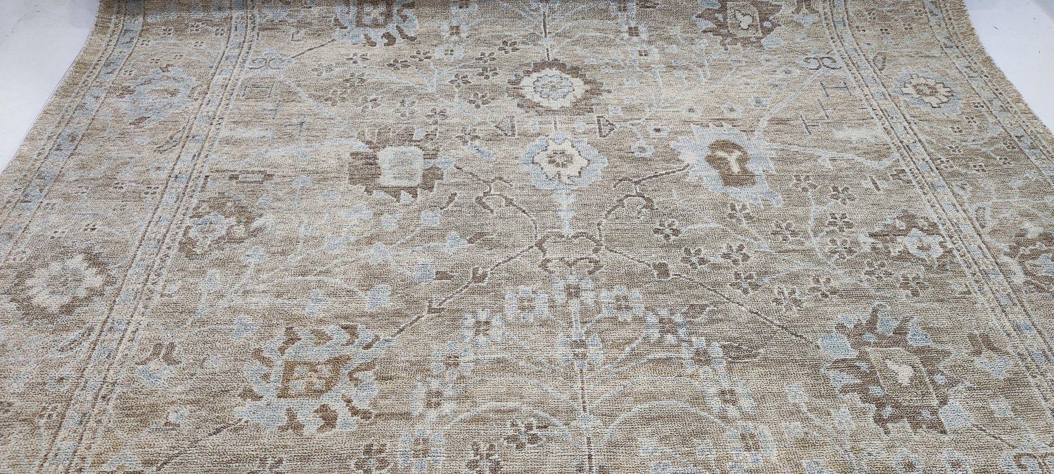 Chanel 9.9x14 Hand-Knotted Tan & Grey Turkish Oushak | Banana Manor Rug Factory Outlet
