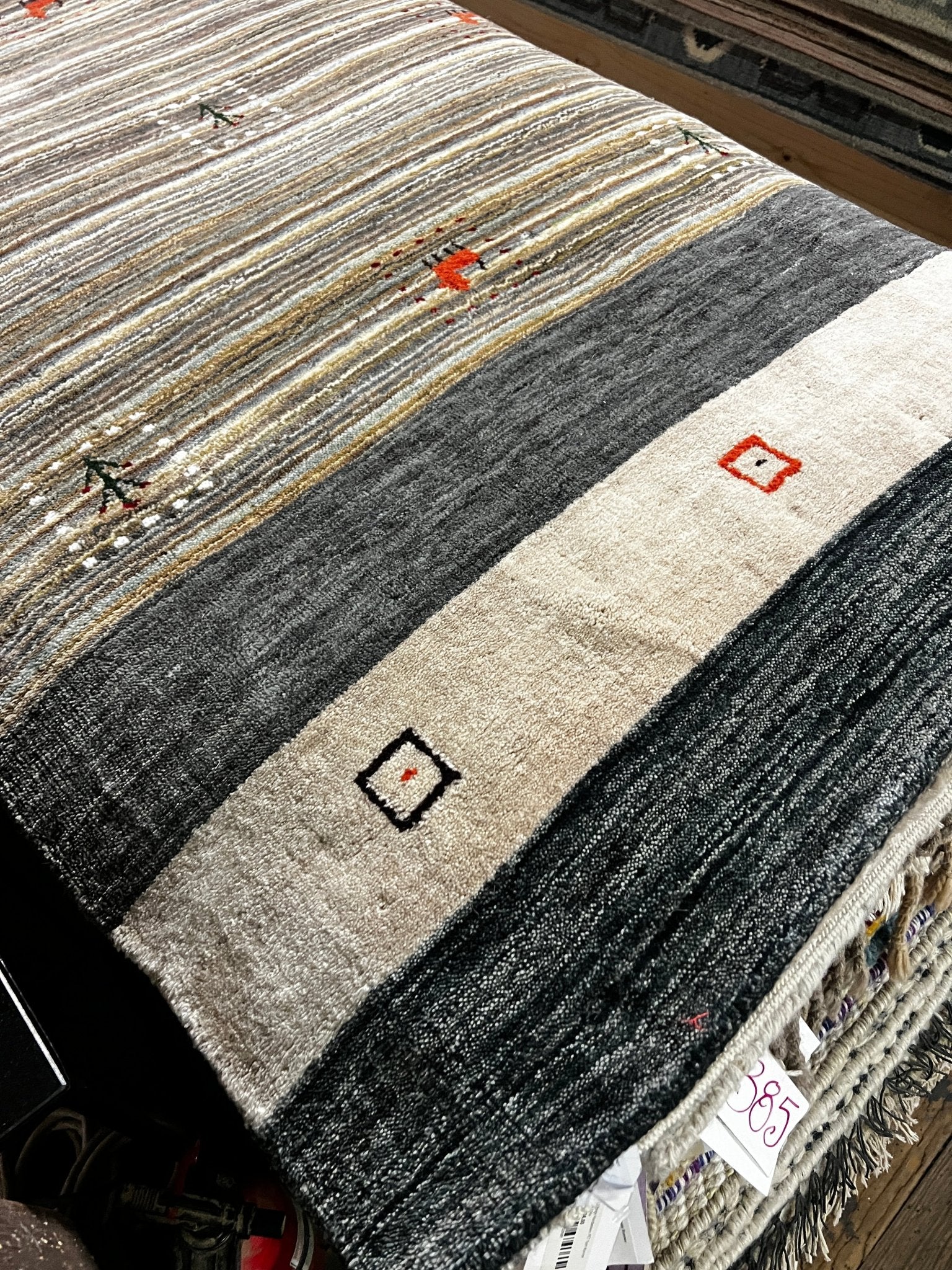 Charlie Babineaux 3.3x11.3 Grey and Multi-Colored Handwoven Gabbeh Runner | Banana Manor Rug Factory Outlet