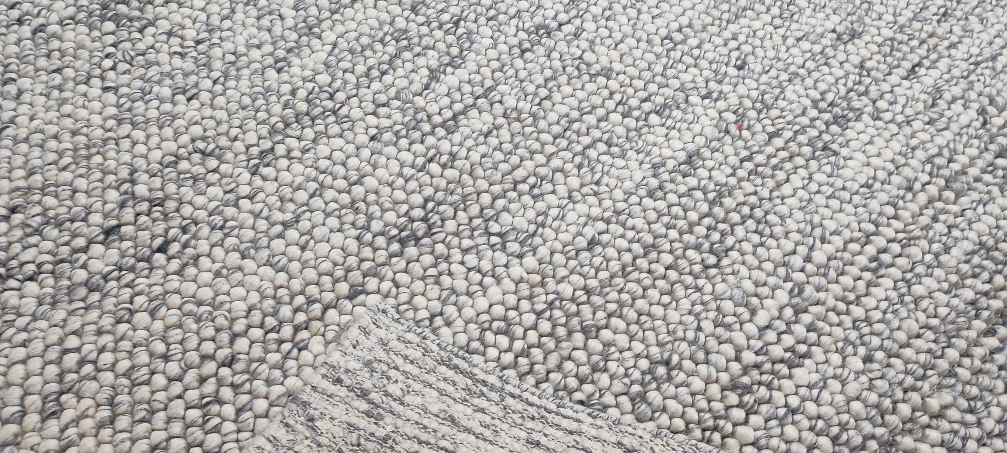 Charlotte Lennox Handwoven Wool Durrie Natural Grey Loop Ball 9x12.6 | Banana Manor Rug Company