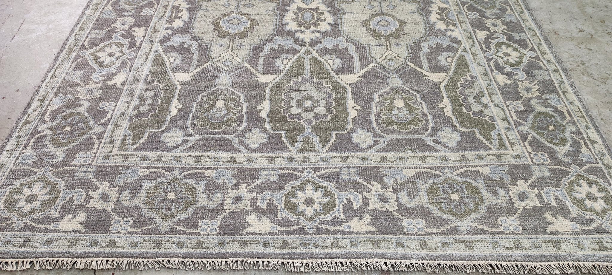 Charlotte Moss Grey Hand-Knotted Oushak Rug 8x10.3 | Banana Manor Rug Company