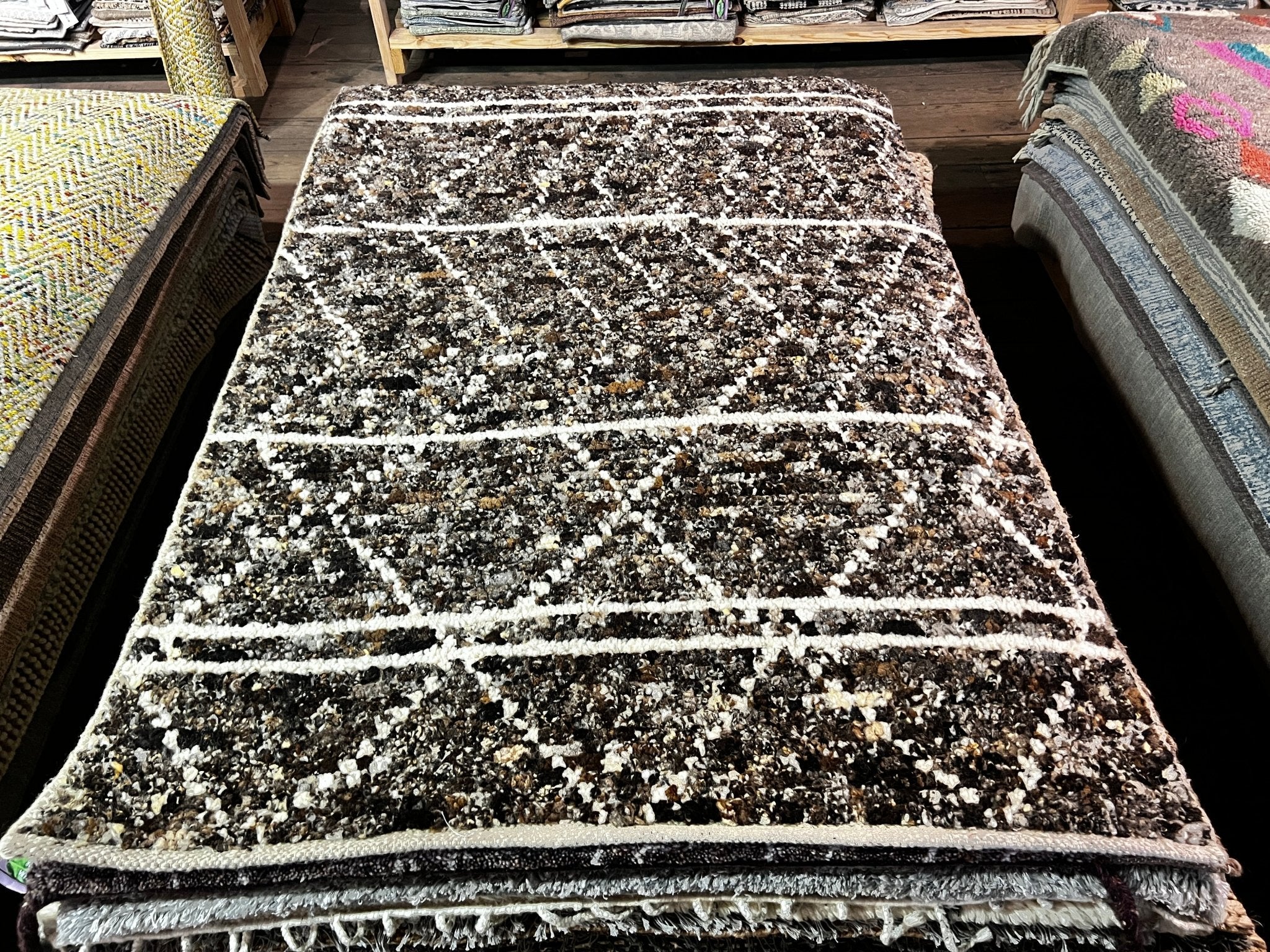 Chase 4x6 Brown and White Handwoven Moroccan Style Rug | Banana Manor Rug Factory Outlet