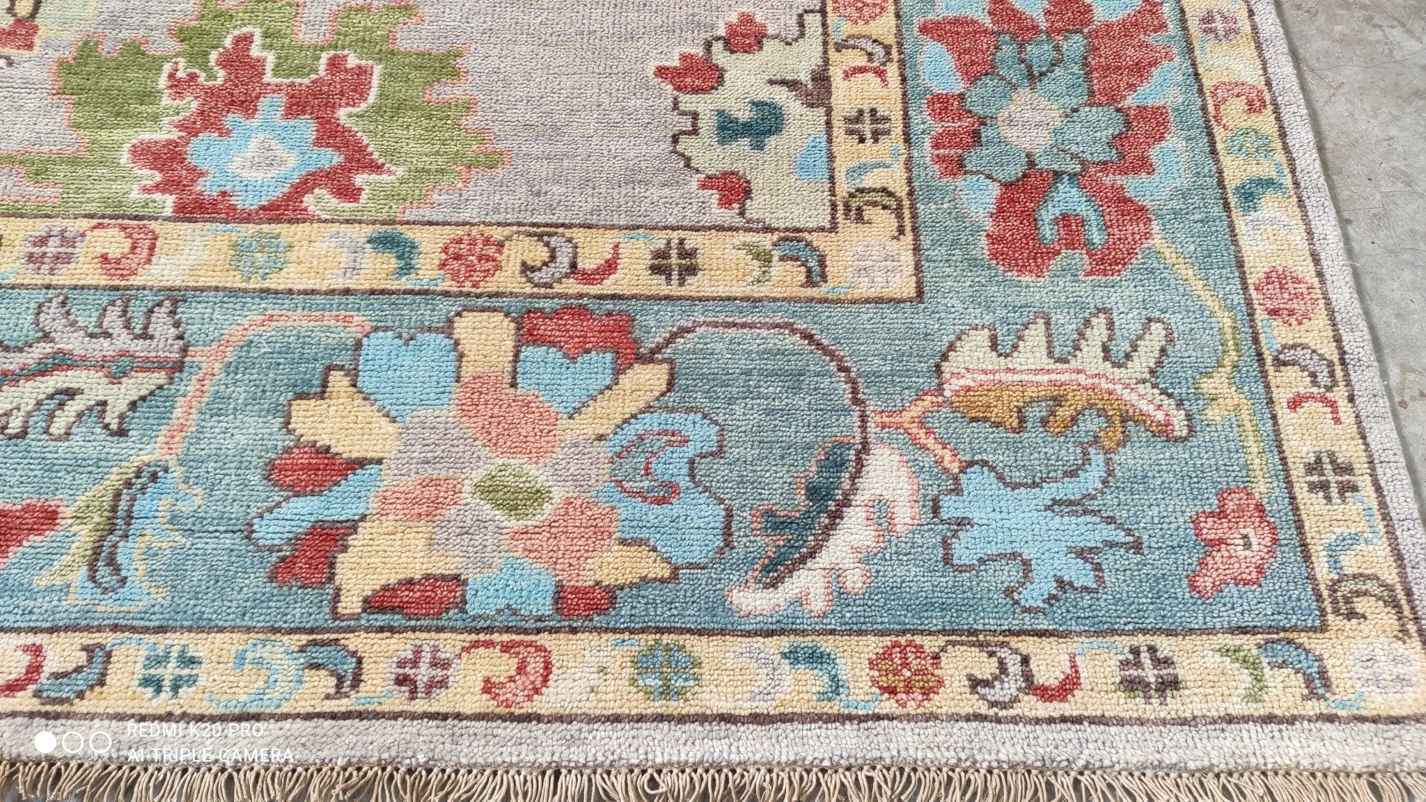 Chastity 8x10.3 Light Blue and Light Brown Hand-Knotted Oushak | Banana Manor Rug Company