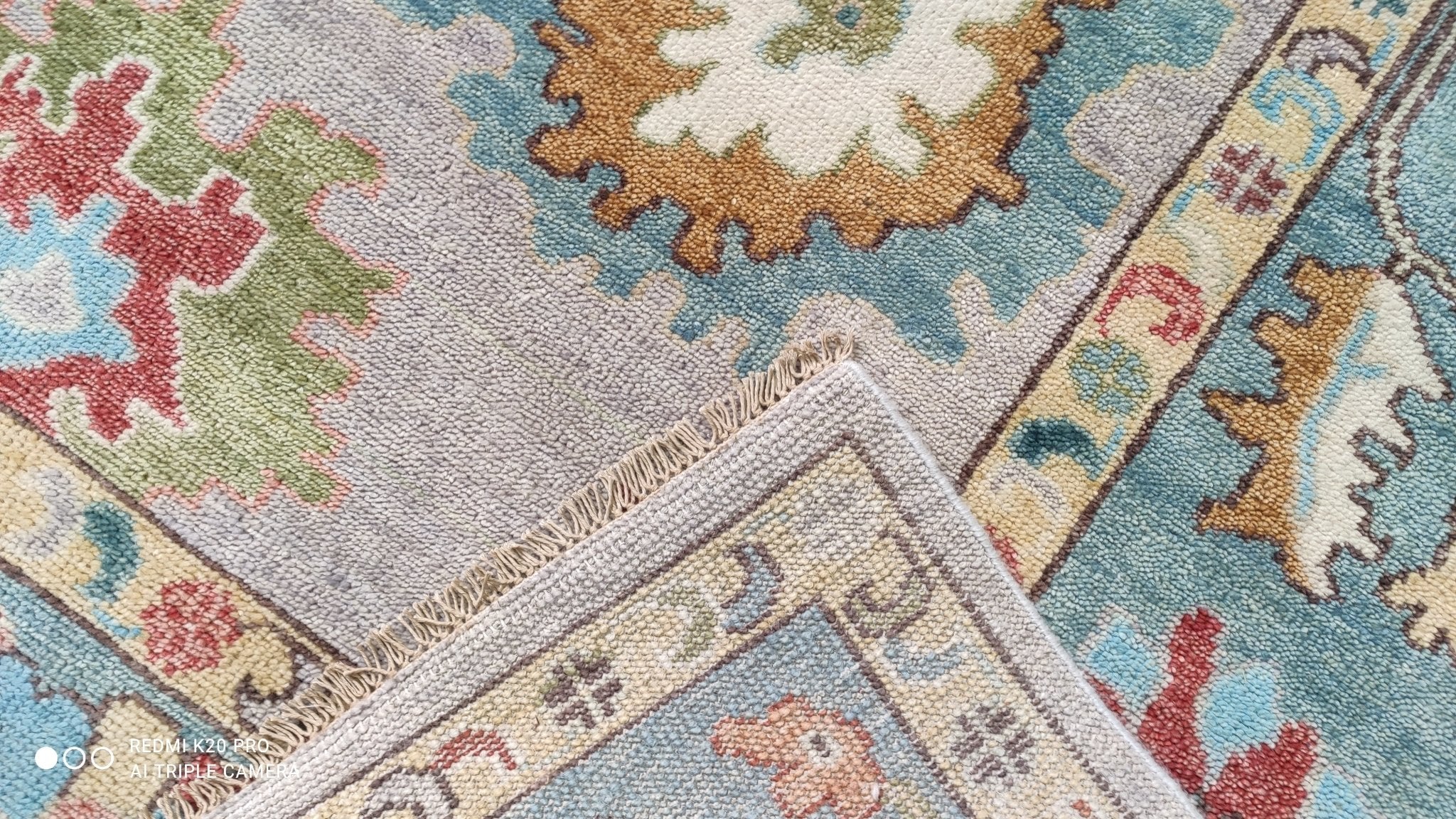 Chastity 8x10.3 Light Blue and Light Brown Hand-Knotted Oushak | Banana Manor Rug Company