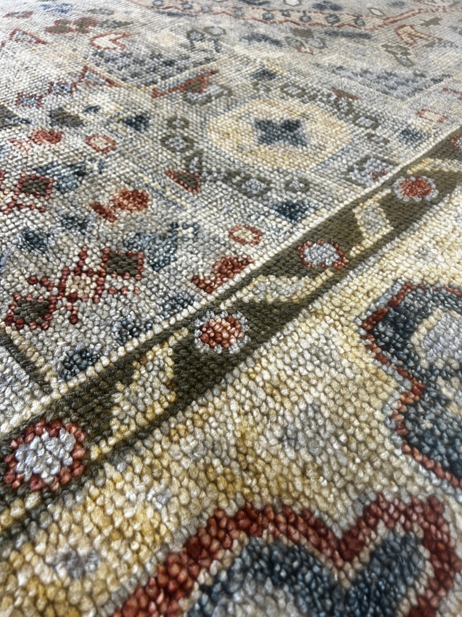 Cherry 10x14 Grey and Yellow Hand-Knotted Oushak Rug | Banana Manor Rug Factory Outlet