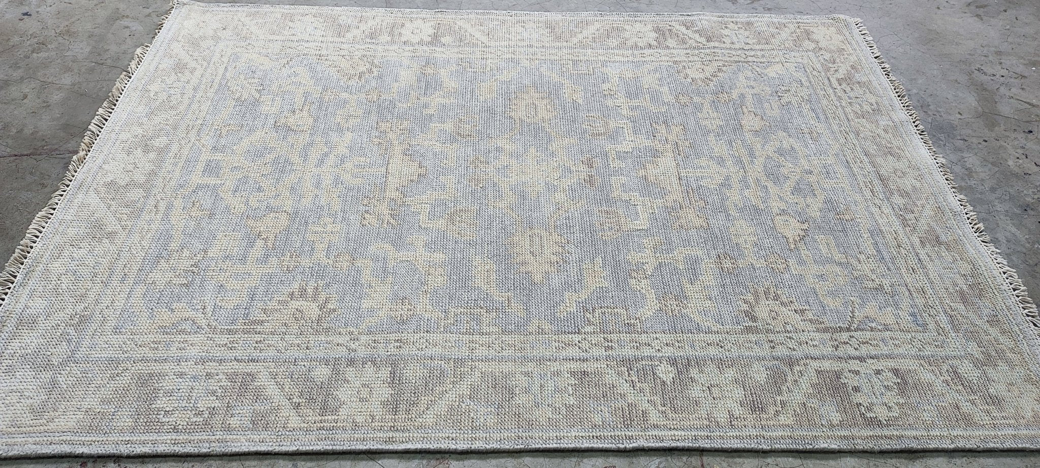 Christa Speck 4x6 Hand Knotted Aqua & Grey Turkish Oushak | Banana Manor Rug Factory Outlet