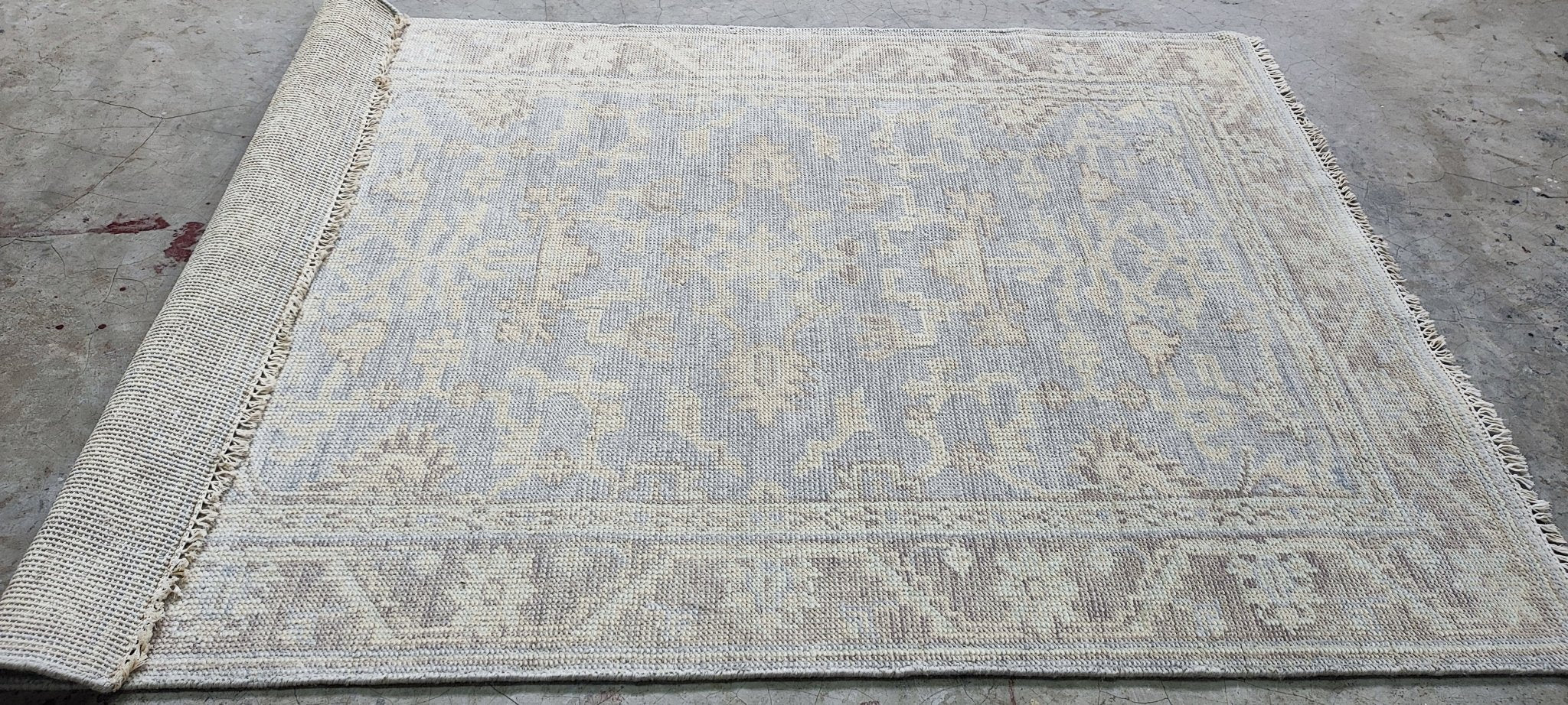 Christa Speck 4x6 Hand Knotted Aqua & Grey Turkish Oushak | Banana Manor Rug Factory Outlet