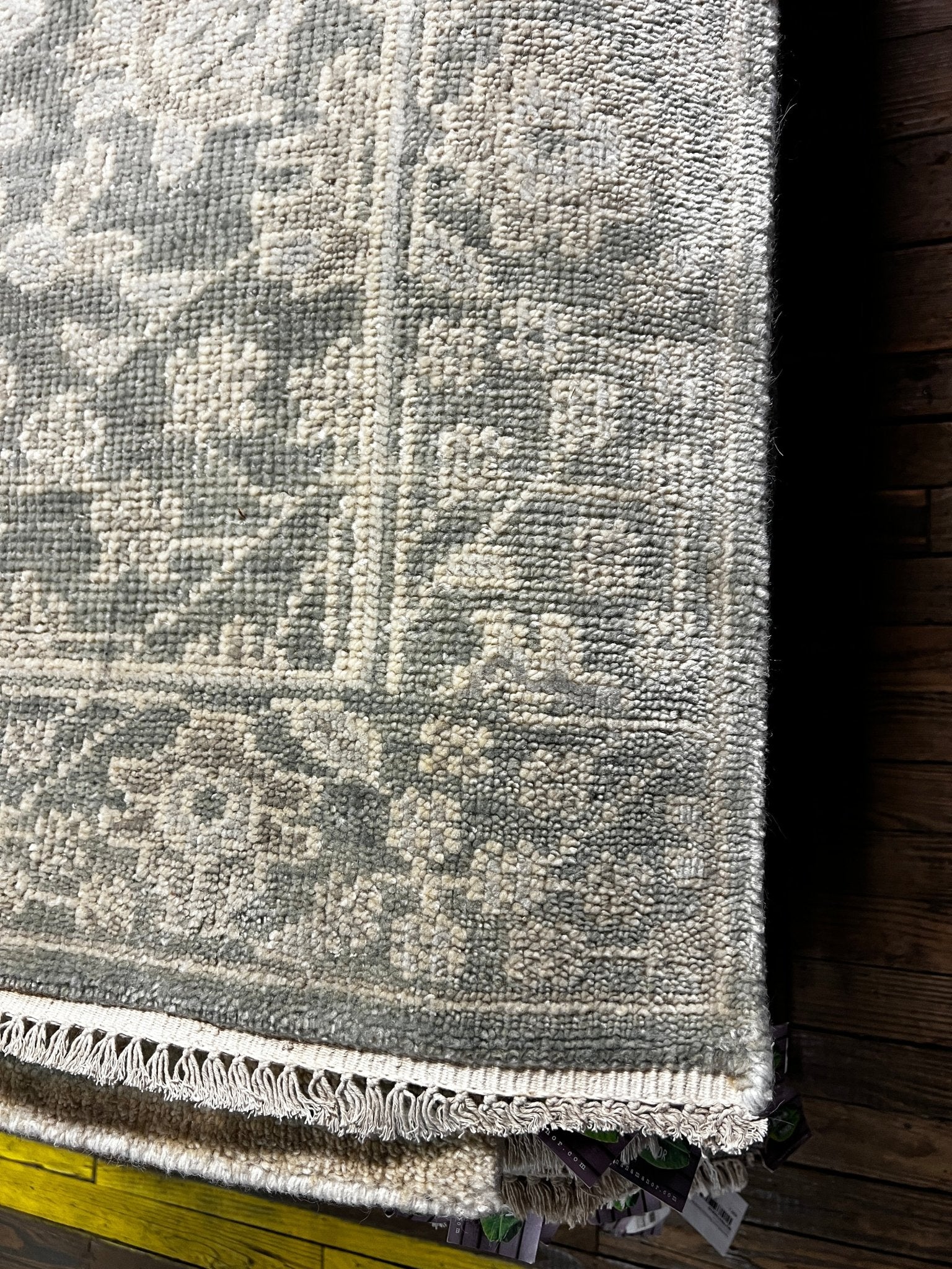 Christine Taylor 3.9x12.9 Hand-Knotted Silver & Grey Oushak Runner | Banana Manor Rug Factory Outlet