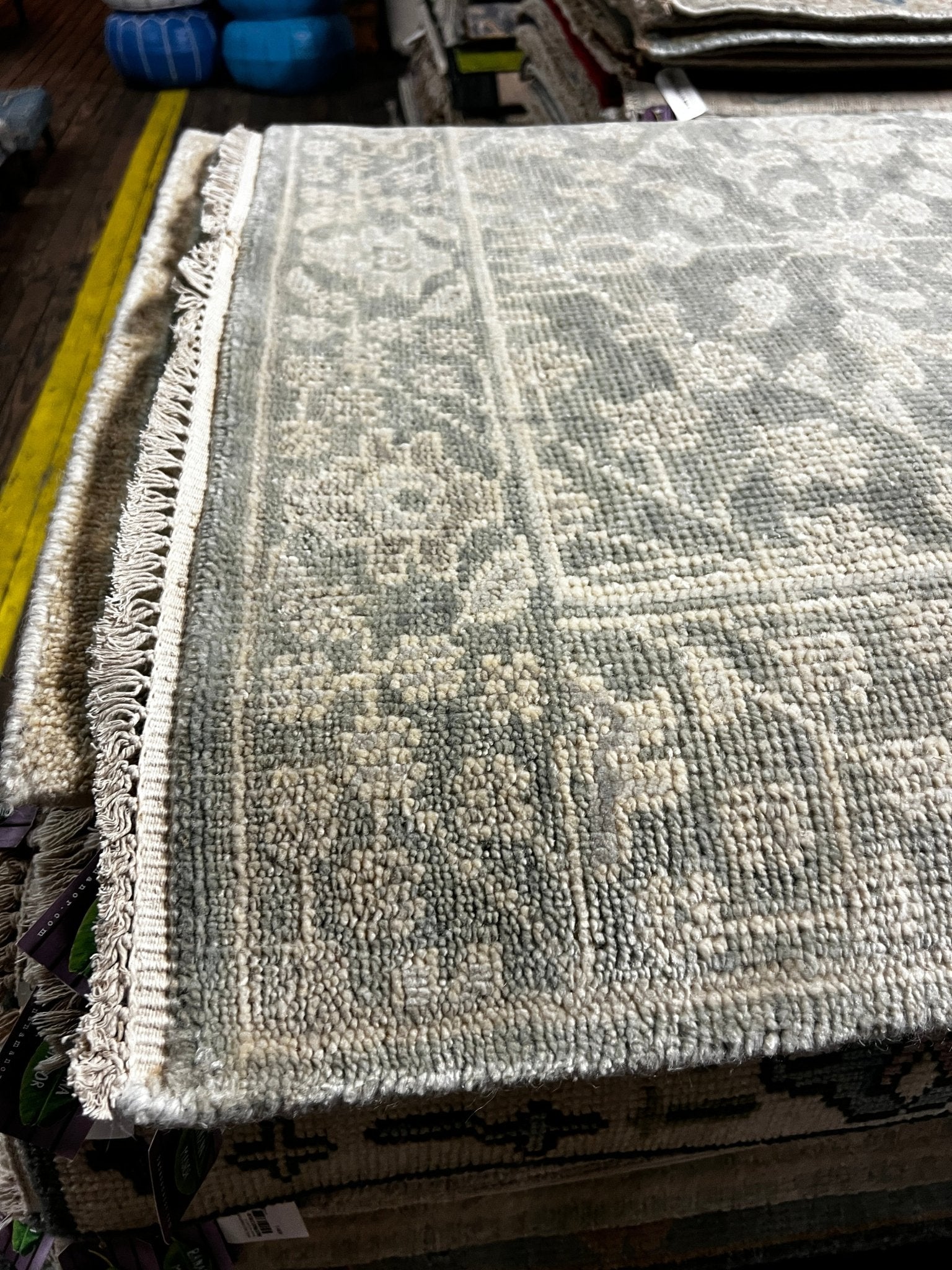 Christine Taylor 3.9x12.9 Hand-Knotted Silver & Grey Oushak Runner | Banana Manor Rug Factory Outlet