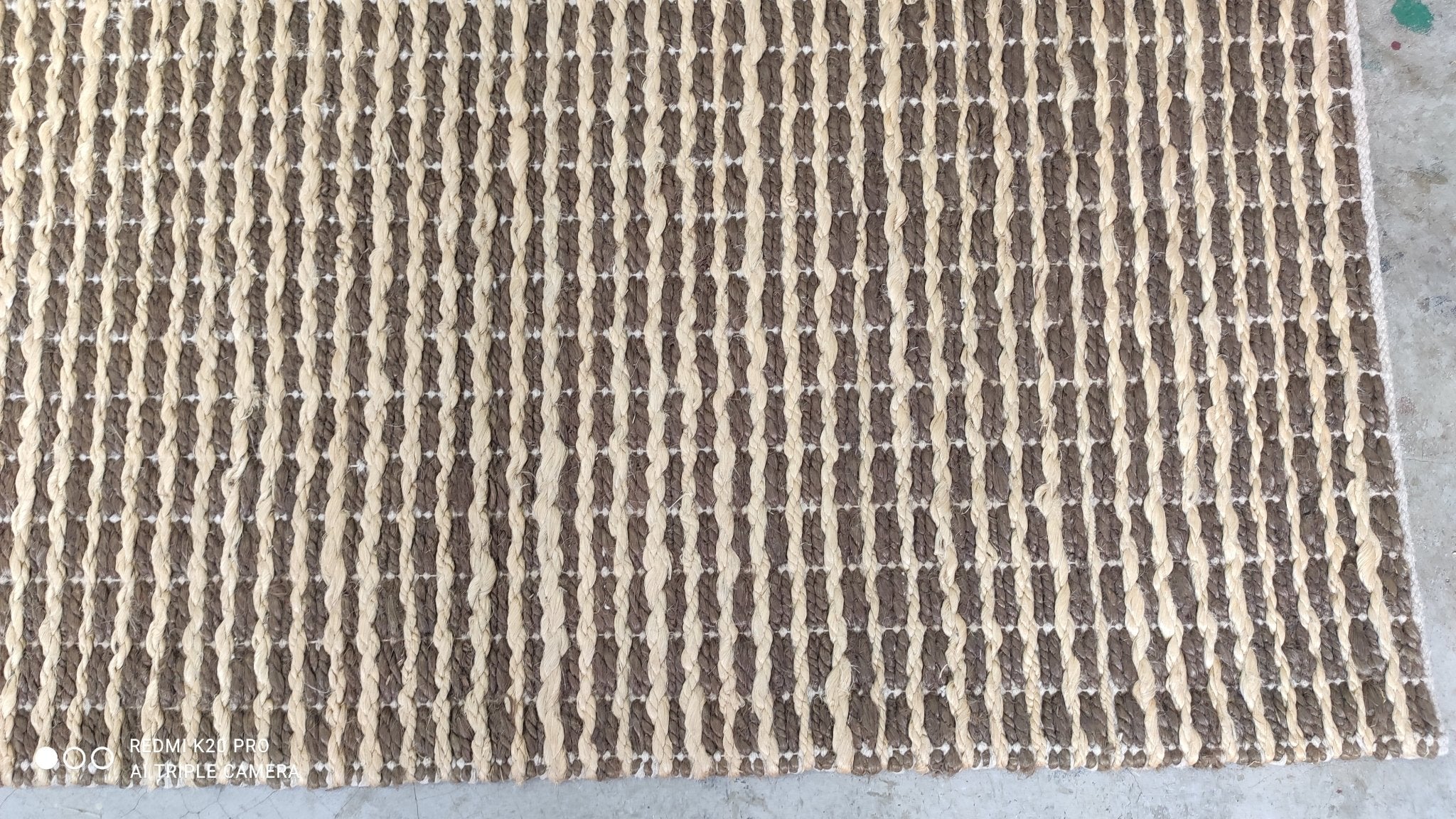 Chung Mee 5x8 Handwoven Natural and Brown Striped Jute Rug | Banana Manor Rug Company