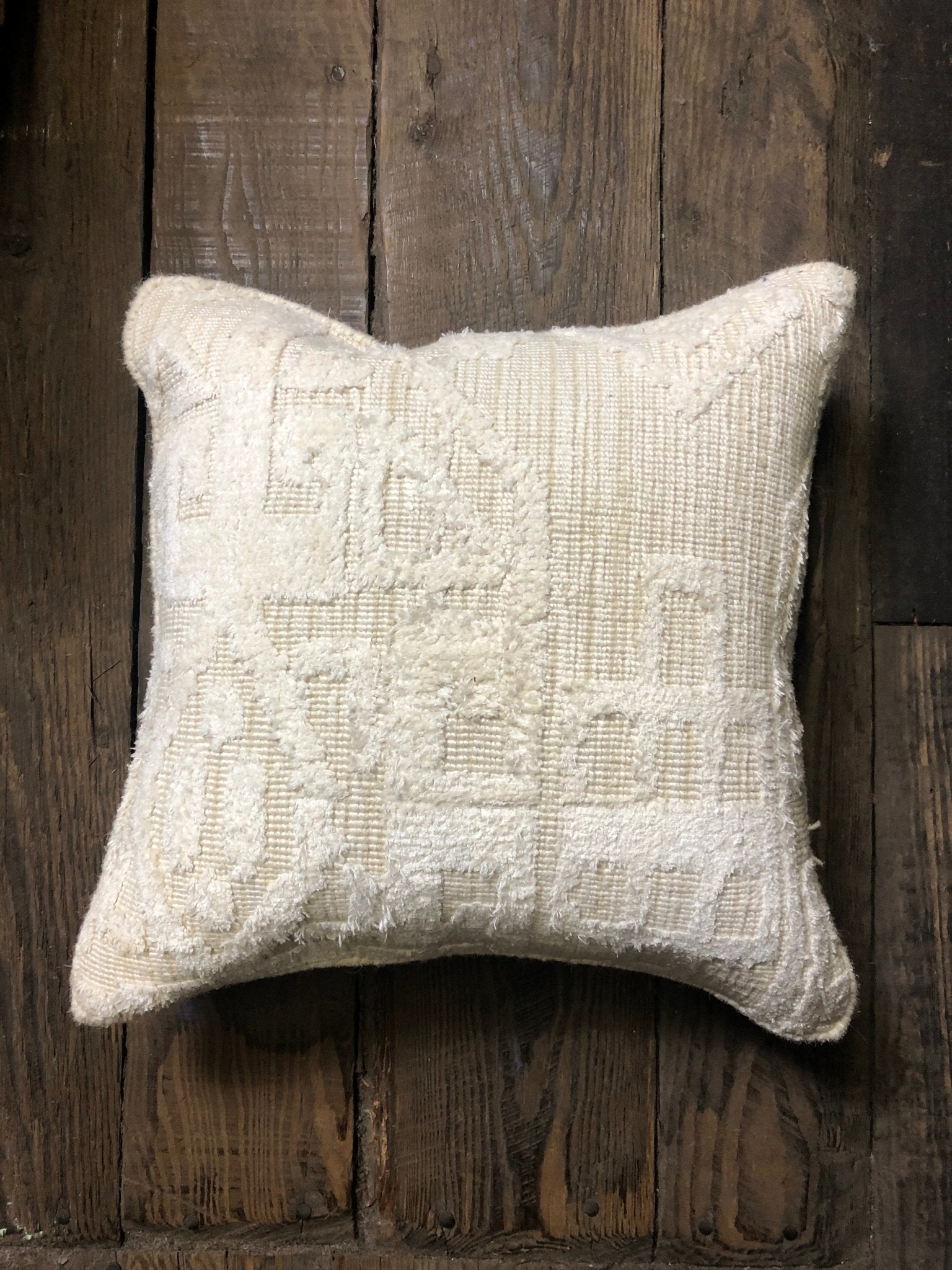 Circe White and Beige Hand-Knotted Pillow | Banana Manor Rug Company
