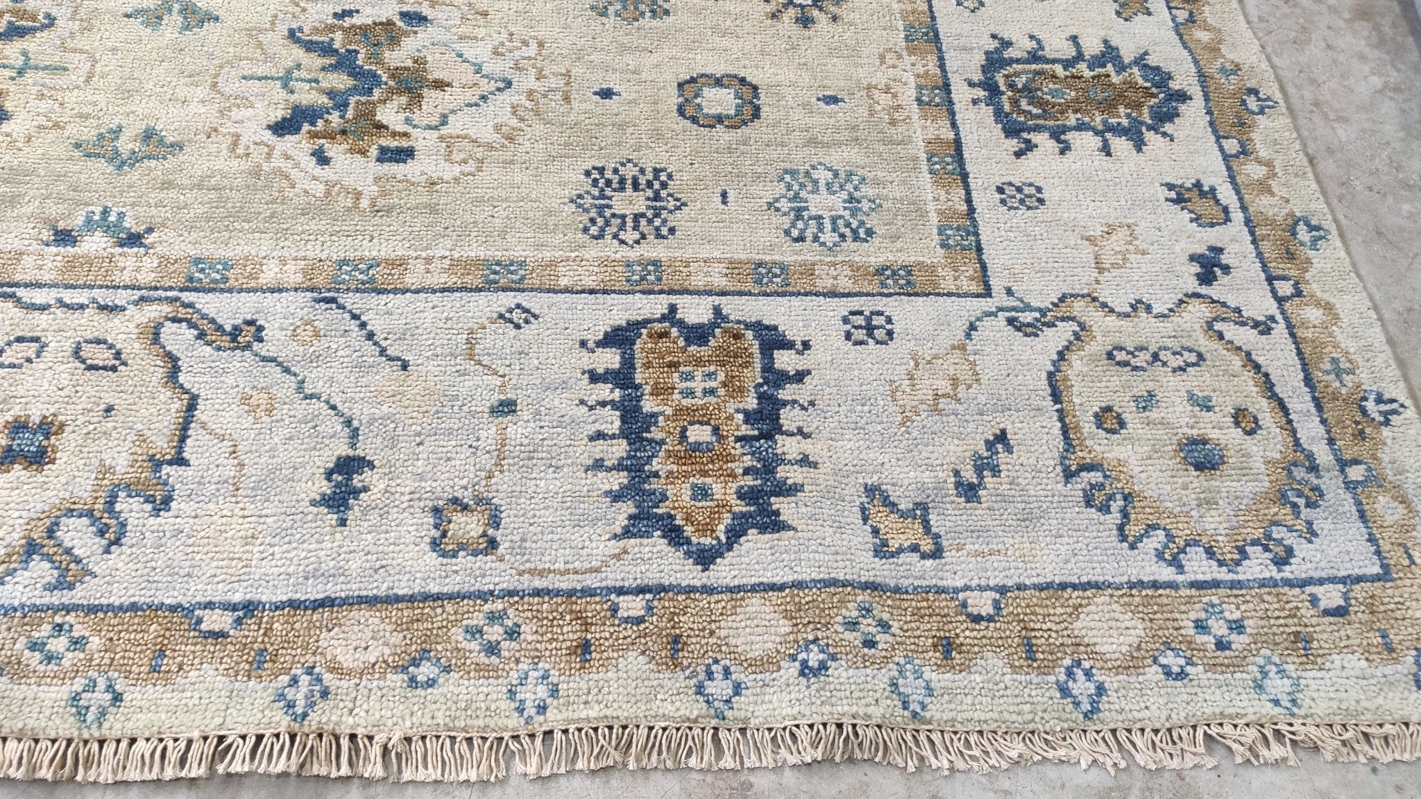 Clara Cleymans 9x12 Light Gold and Beige Hand-Knotted Oushak Rug | Banana Manor Rug Company