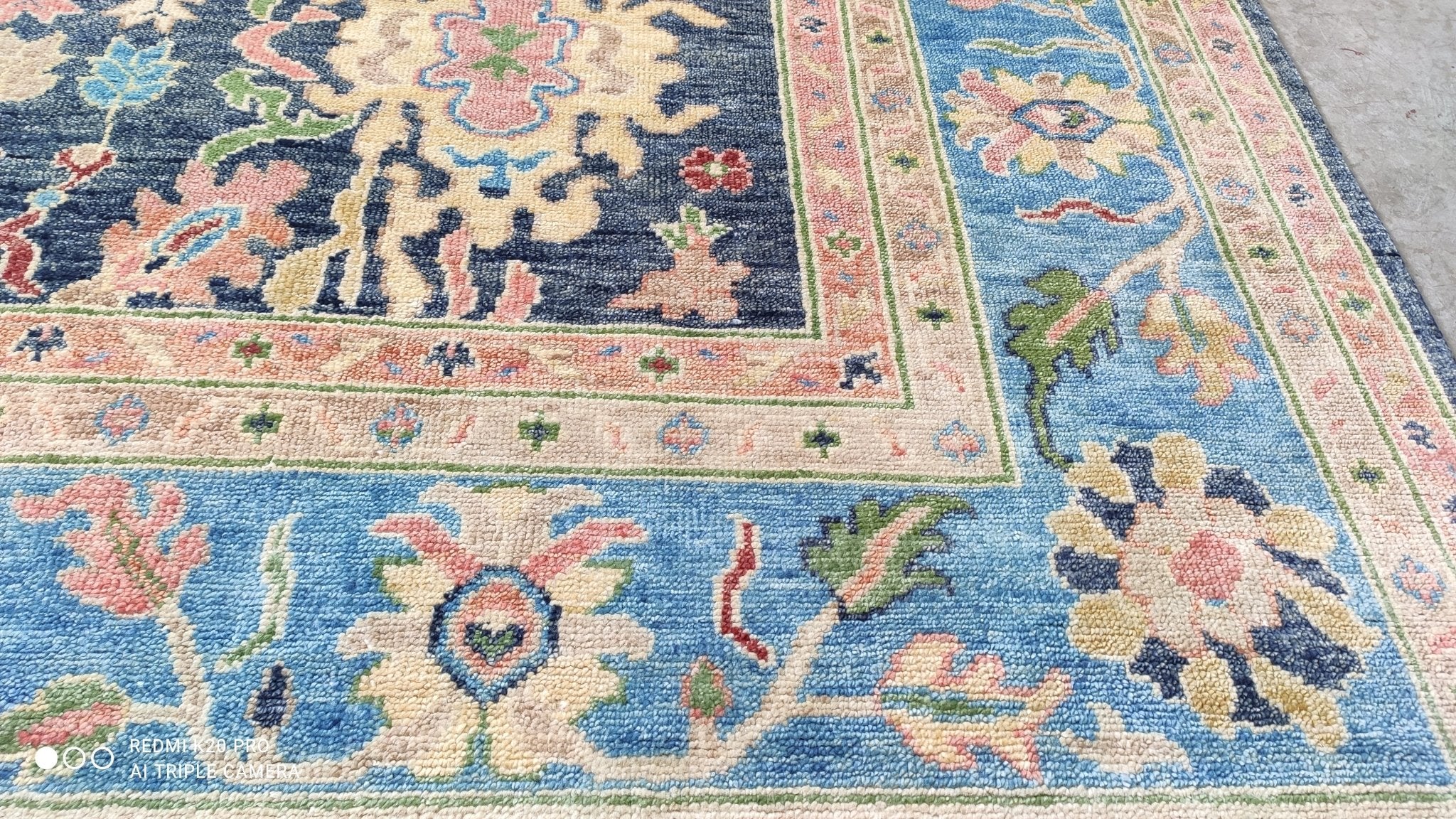 Claudia Blue and Light Blue 8.10x12 Hand-Knotted Oushak | Banana Manor Rug Company