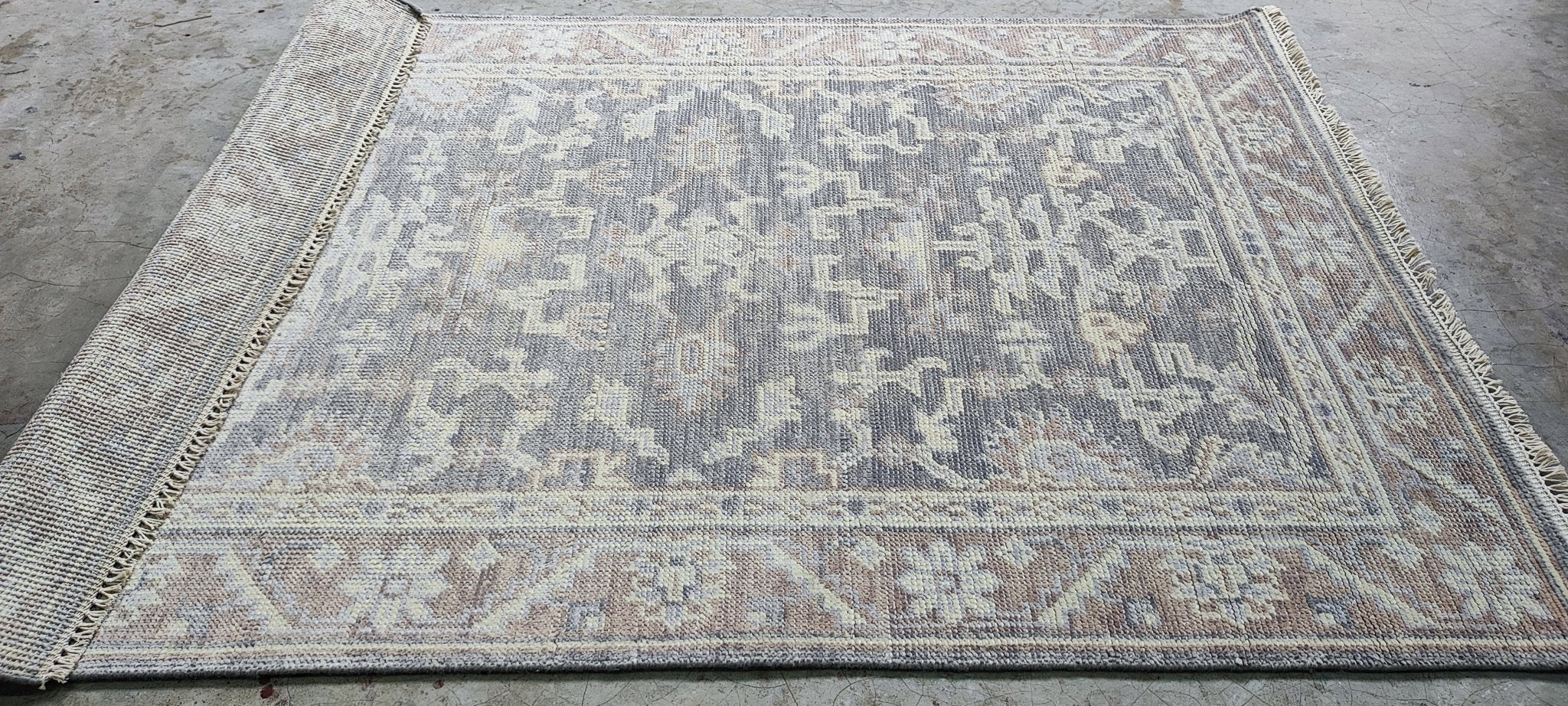 Claudia Jennings 4x6 Hand Knotted Grey & Light Rust Turkish Oushak | Banana Manor Rug Factory Outlet