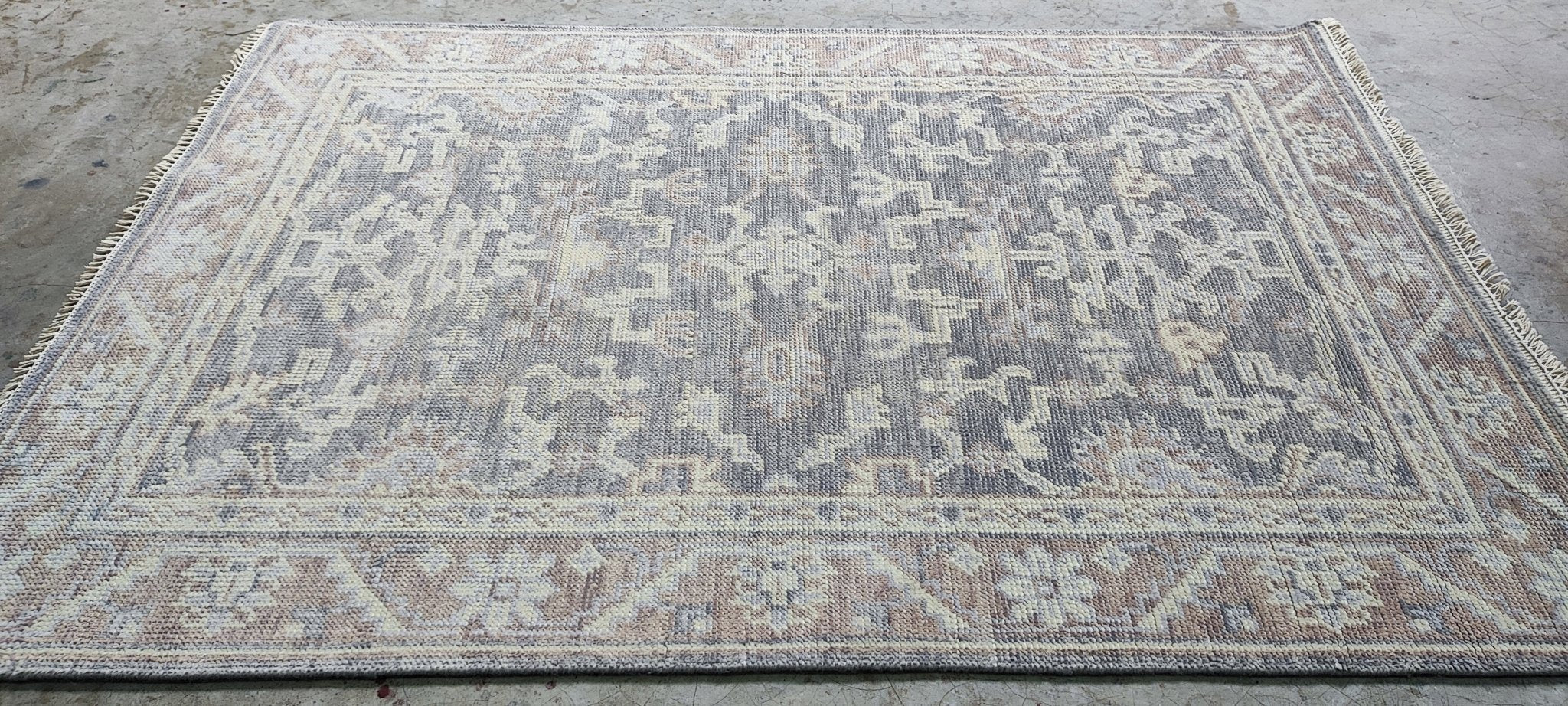 Claudia Jennings 4x6 Hand Knotted Grey & Light Rust Turkish Oushak | Banana Manor Rug Factory Outlet