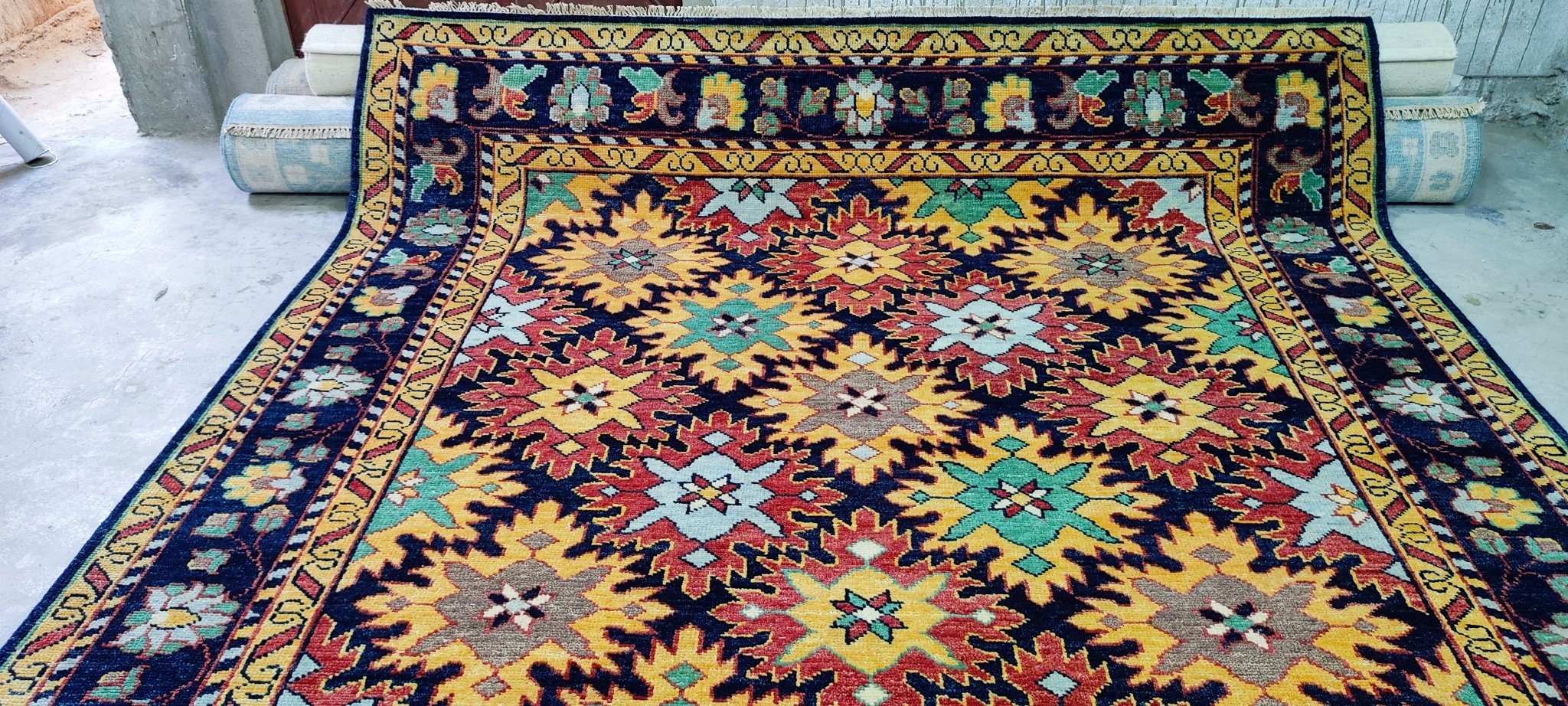 Claudia Karvan Hand-Knotted Oushak Rug Rust and Blue Multi-Colored 8.3X10 | Banana Manor Rug Company