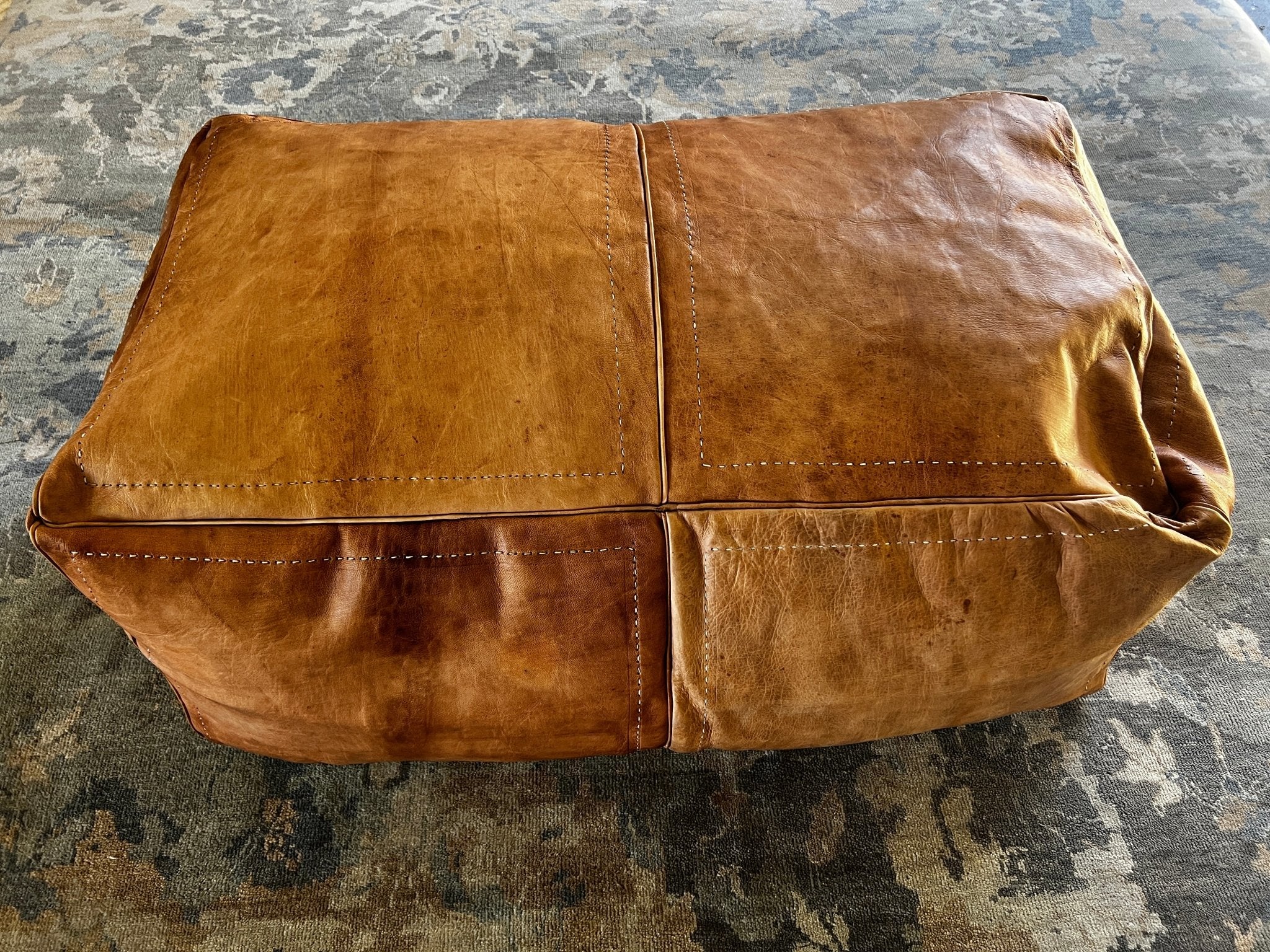 Cliff Booth 41"x24"x18" Moroccan Brown Leather Floor Cushion/ Pouffe | Banana Manor Rug Company