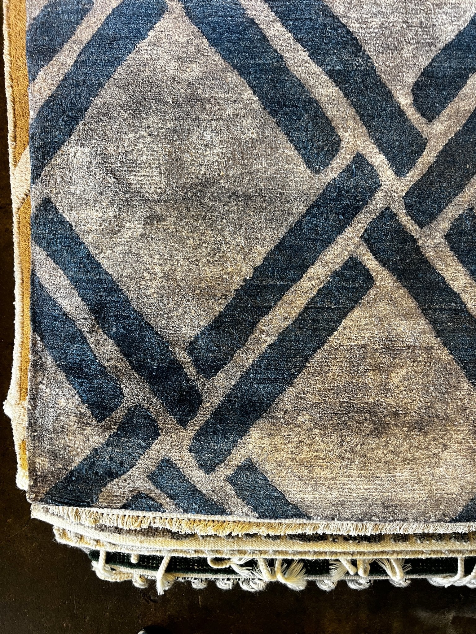 Coletta 9x11.6 Grey & Blue Hand Knotted | Banana Manor Rug Factory Outlet