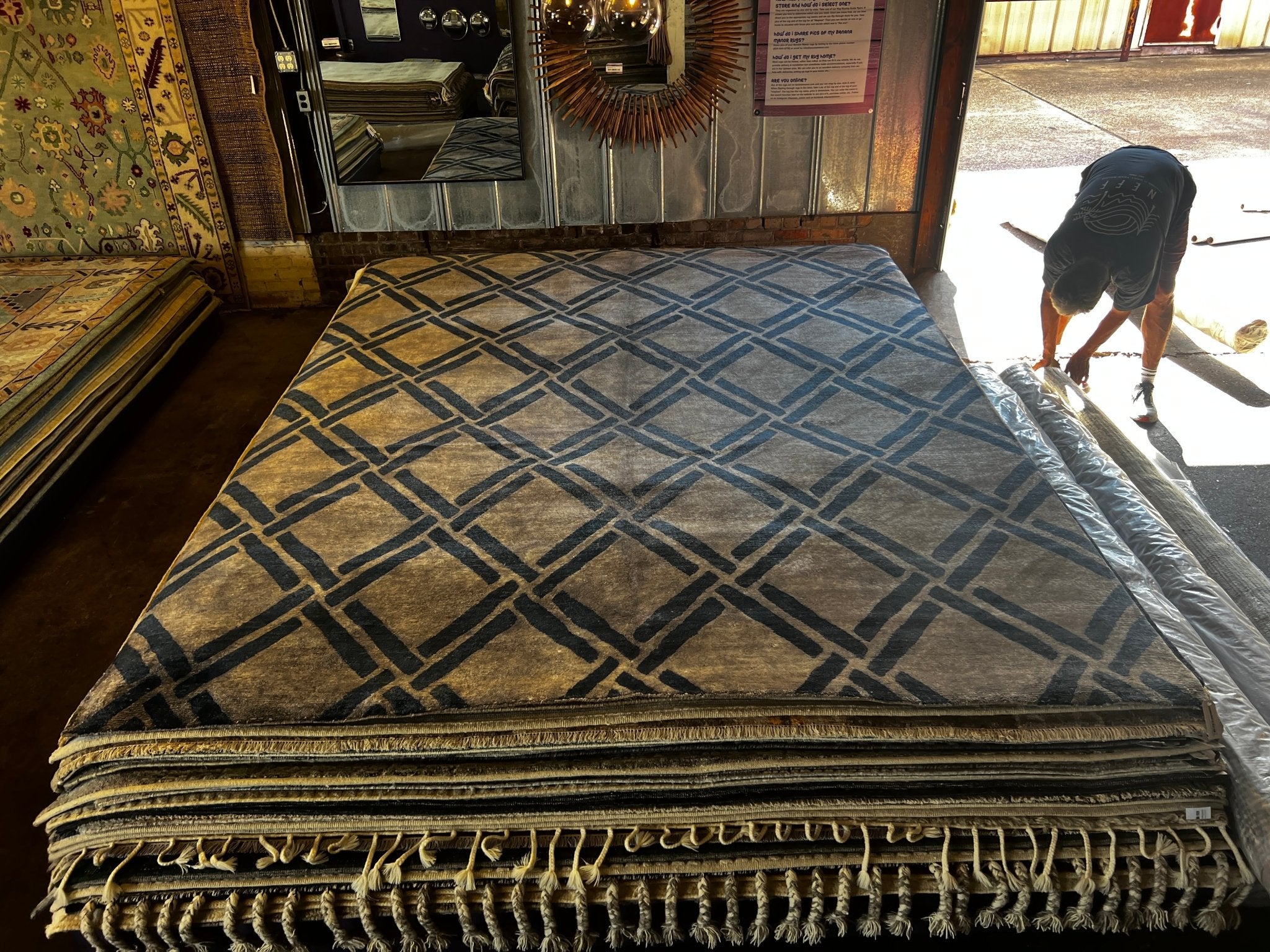 Coletta 9x11.6 Grey & Blue Hand Knotted | Banana Manor Rug Factory Outlet