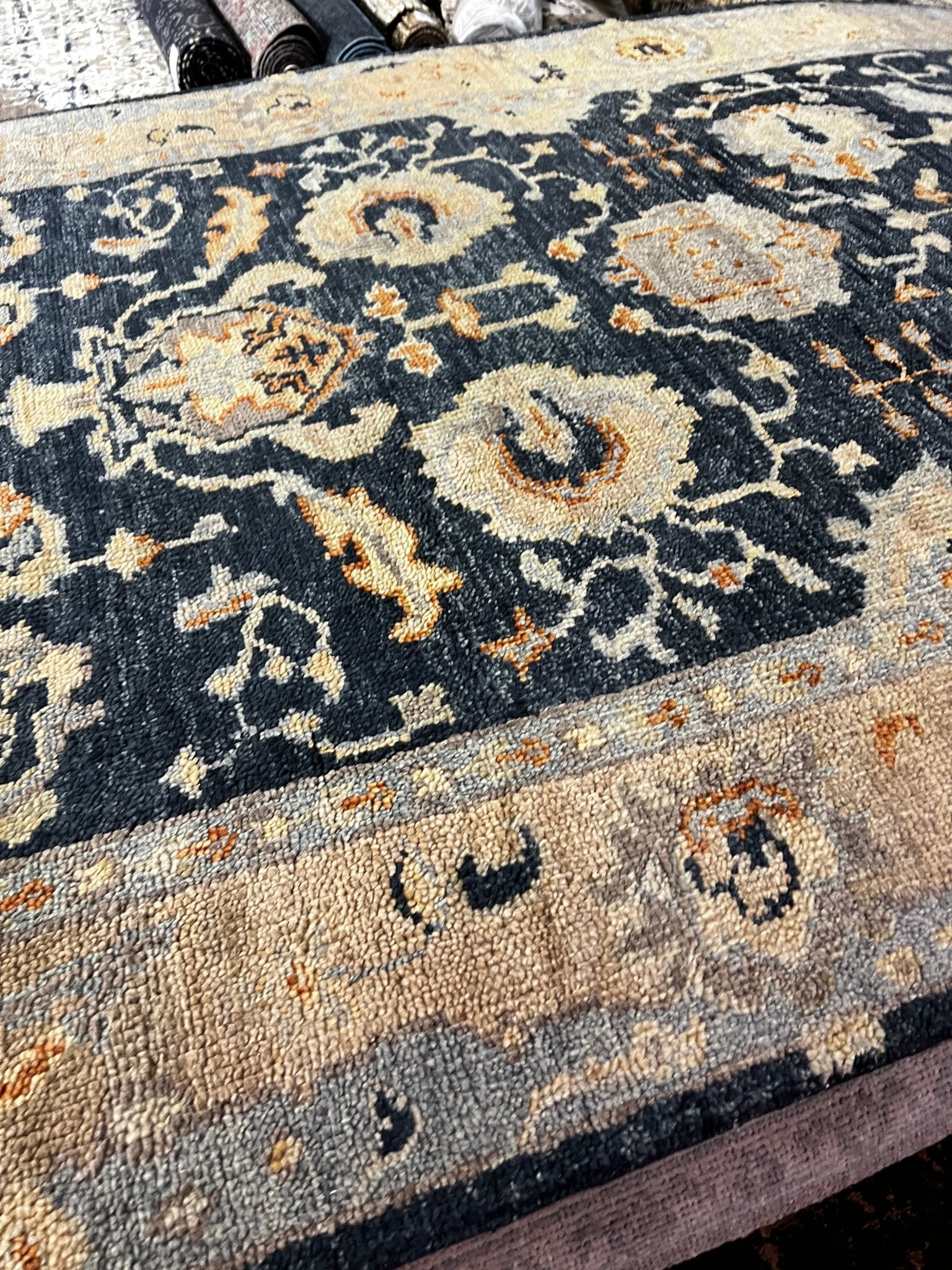 Colleen 6x9 Hand-Knotted Blue & Tan Oushak | Banana Manor Rug Factory Outlet