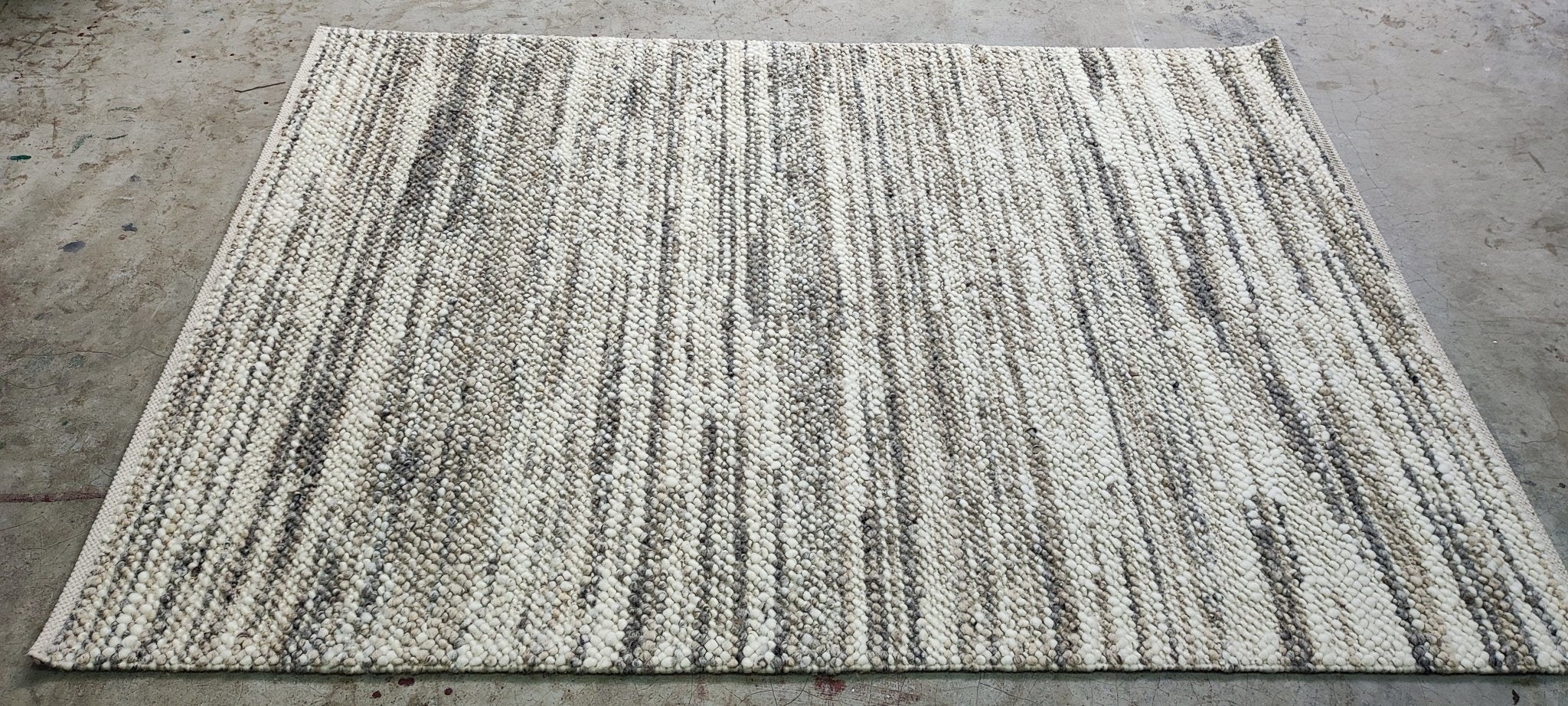 Colley Cibber Handwoven Wool Durrie Natural Grey and White Goti Rug (Multiple Sizes Available) | Banana Manor Rug Company