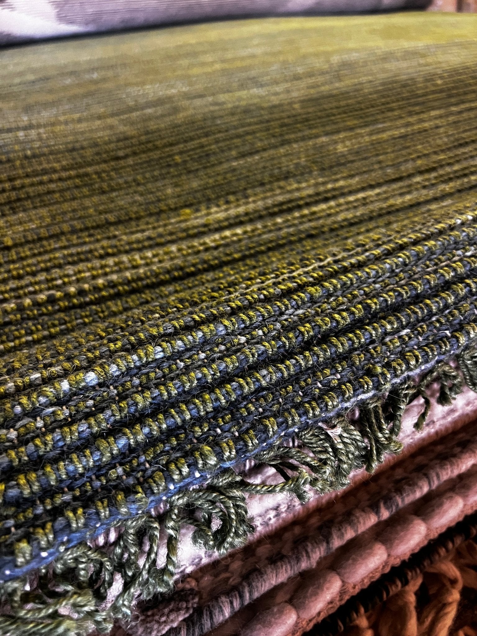 Comfrey 8x10 Handwoven Textured Wool & Cotton Green Durrie | Banana Manor Rug Factory Outlet