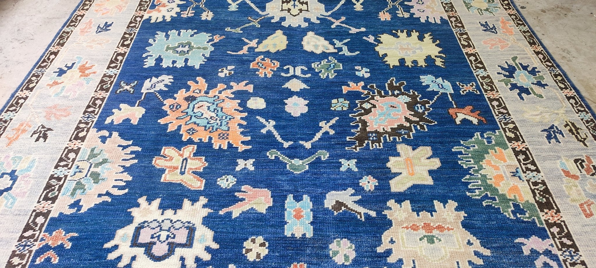 Concetta 9x11.9 Blue & Light Grey Turkish Oushak | Banana Manor Rug Factory Outlet