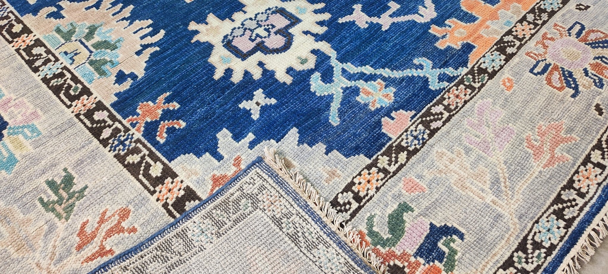 Concetta 9x11.9 Blue & Light Grey Turkish Oushak | Banana Manor Rug Factory Outlet