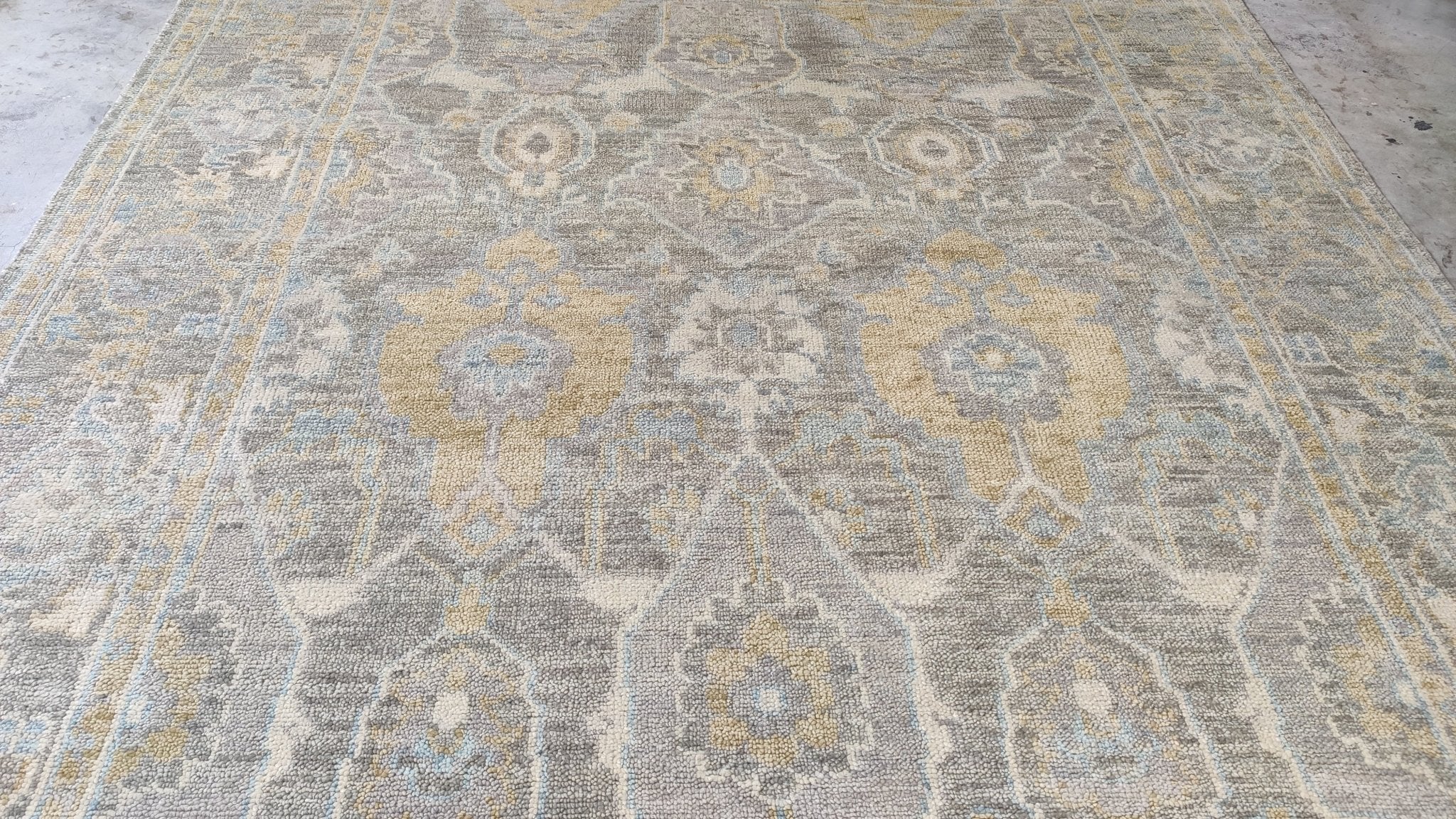 Concrete Blonde 8x10 Silver and Grey Hand-Knotted Oushak Rug | Banana Manor Rug Company