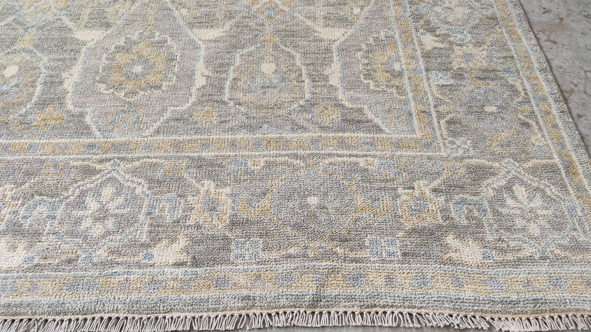 Concrete Blonde 8x10 Silver and Grey Hand-Knotted Oushak Rug | Banana Manor Rug Company