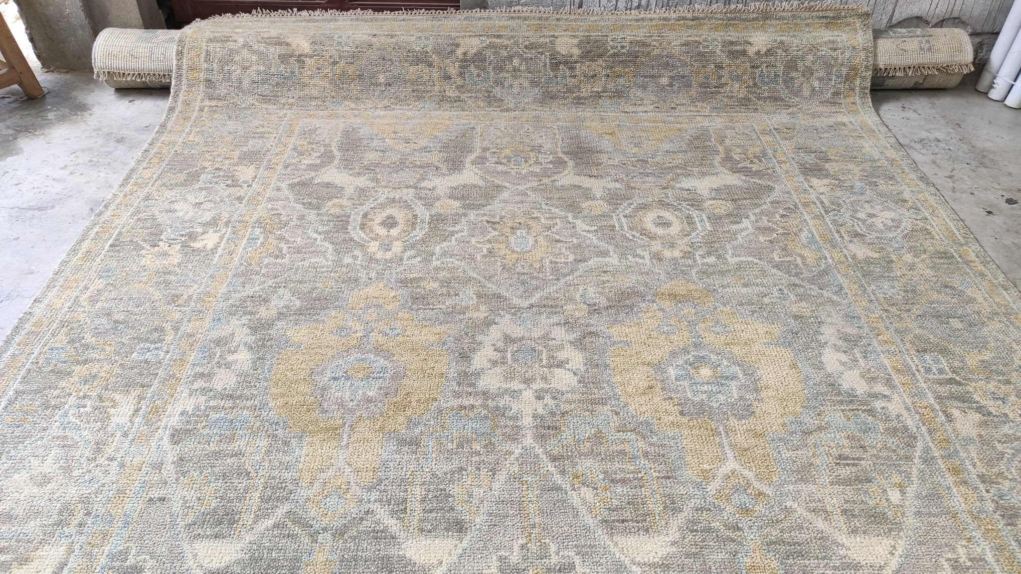 Concrete Blonde 8x10 Silver and Grey Hand-Knotted Oushak Rug | Banana Manor Rug Company