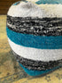 Connor Blue, White, and Black Striped Pouffe | Banana Manor Rug Company