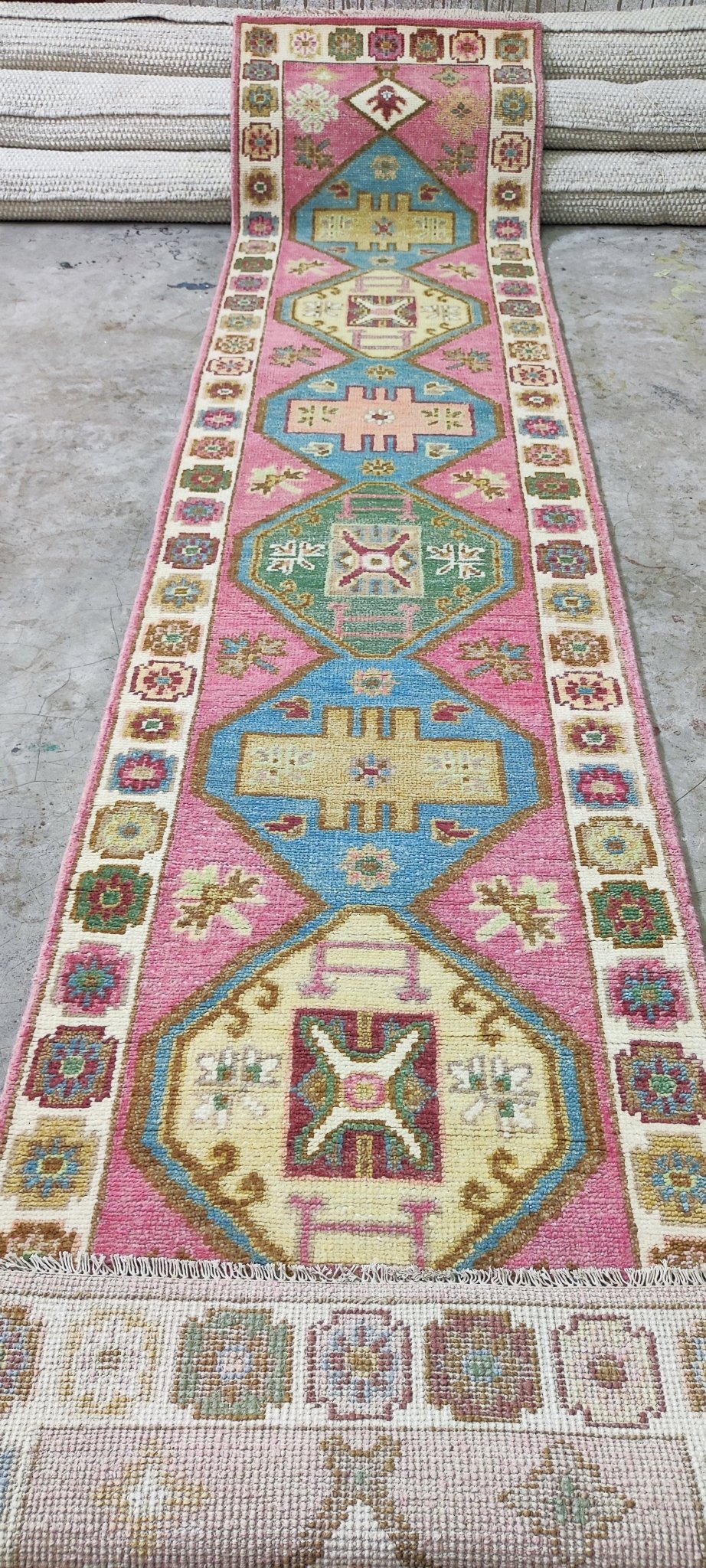 Constance 2.6x10 Hand-Knotted Light Pink Oushak Runner | Banana Manor Rug Factory Outlet