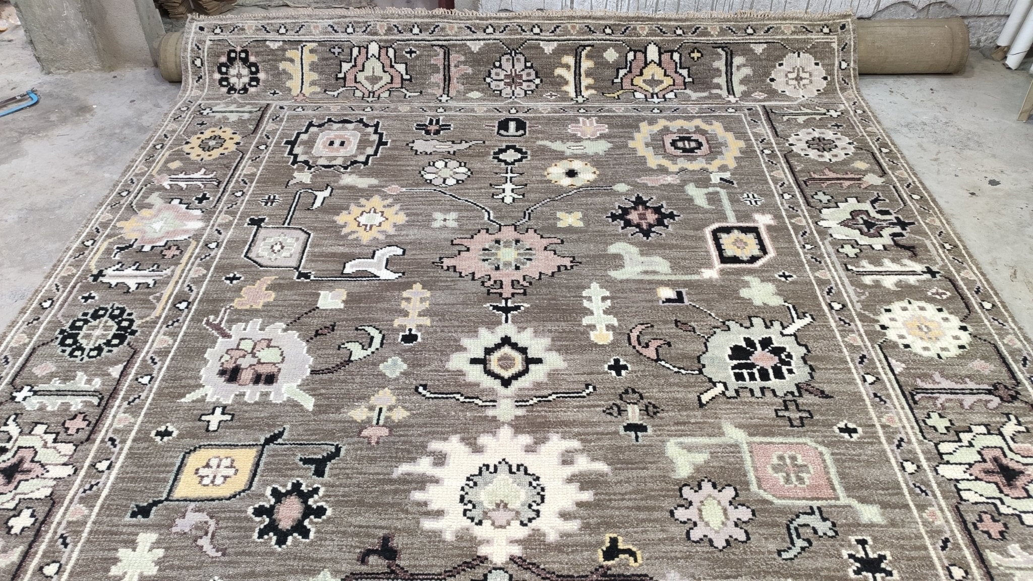 Cordelia 8x10 Light Brown Hand-Knotted Oushak Rug | Banana Manor Rug Company