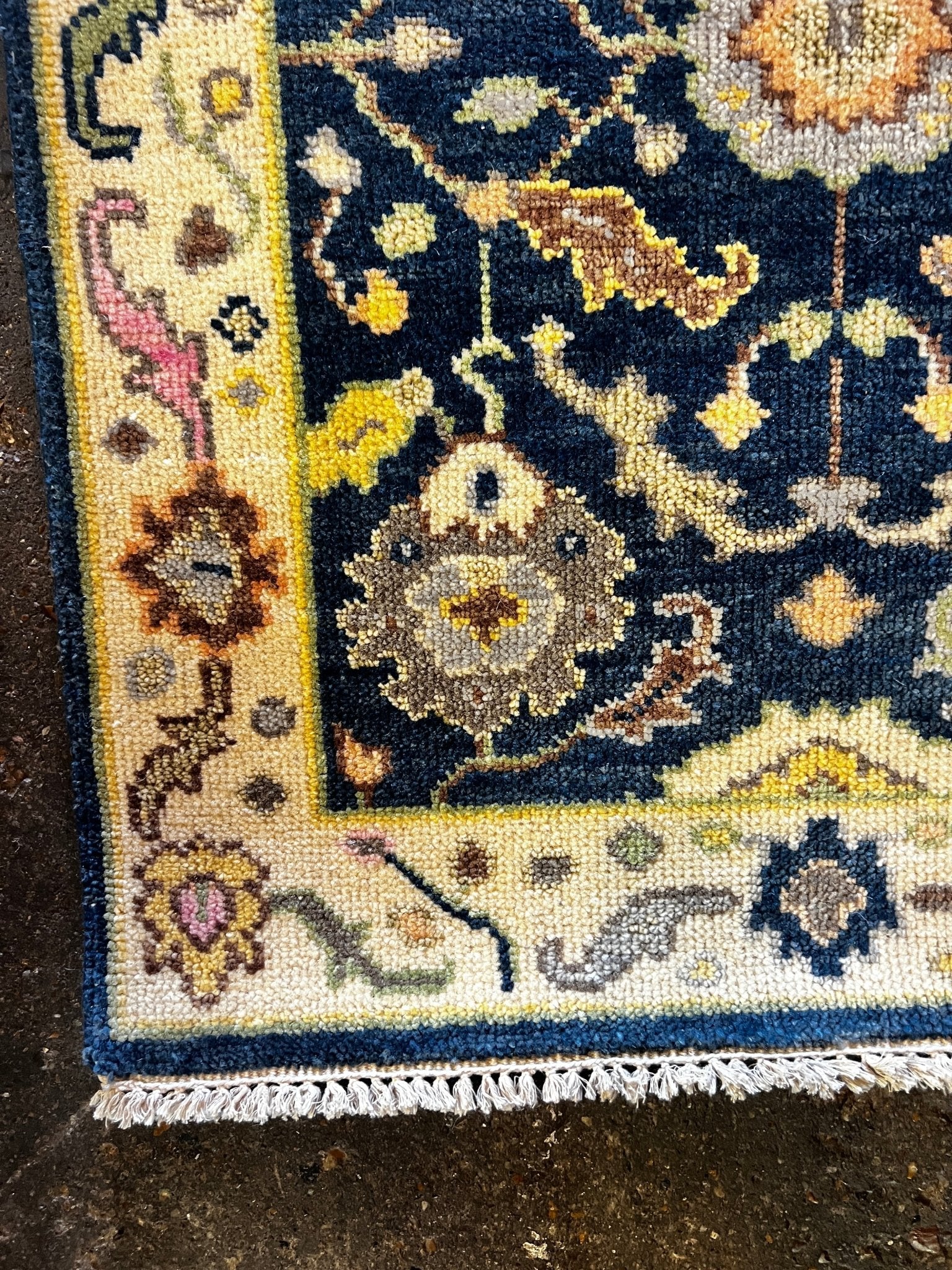 Corinna 2.6x12 Hand-Knotted Blue & Beige Oushak | Banana Manor Rug Factory Outlet