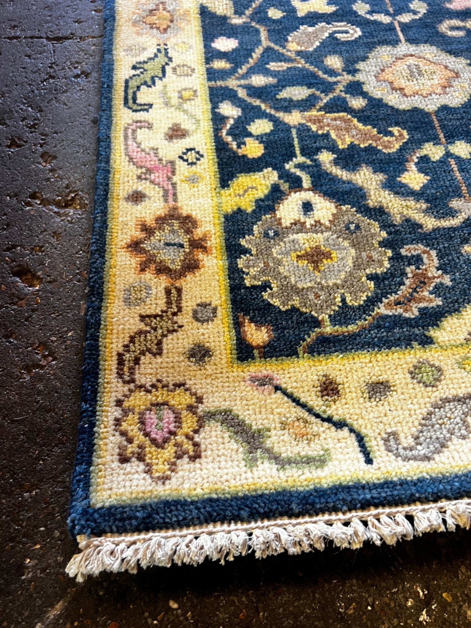 Corinna 2.6x12 Hand-Knotted Blue & Beige Oushak | Banana Manor Rug Factory Outlet