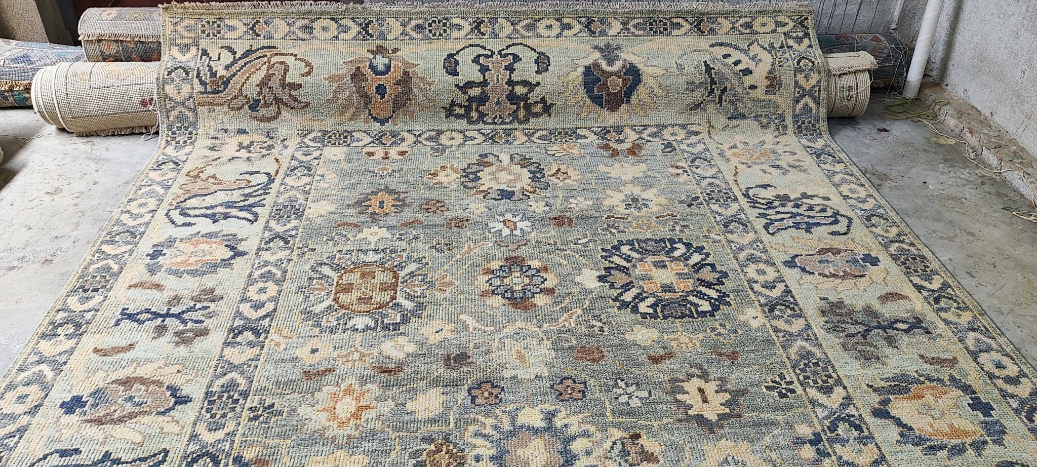 Corinne 8x10 Hand-Knotted Light Grey & Tan Oushak | Banana Manor Rug Factory Outlet