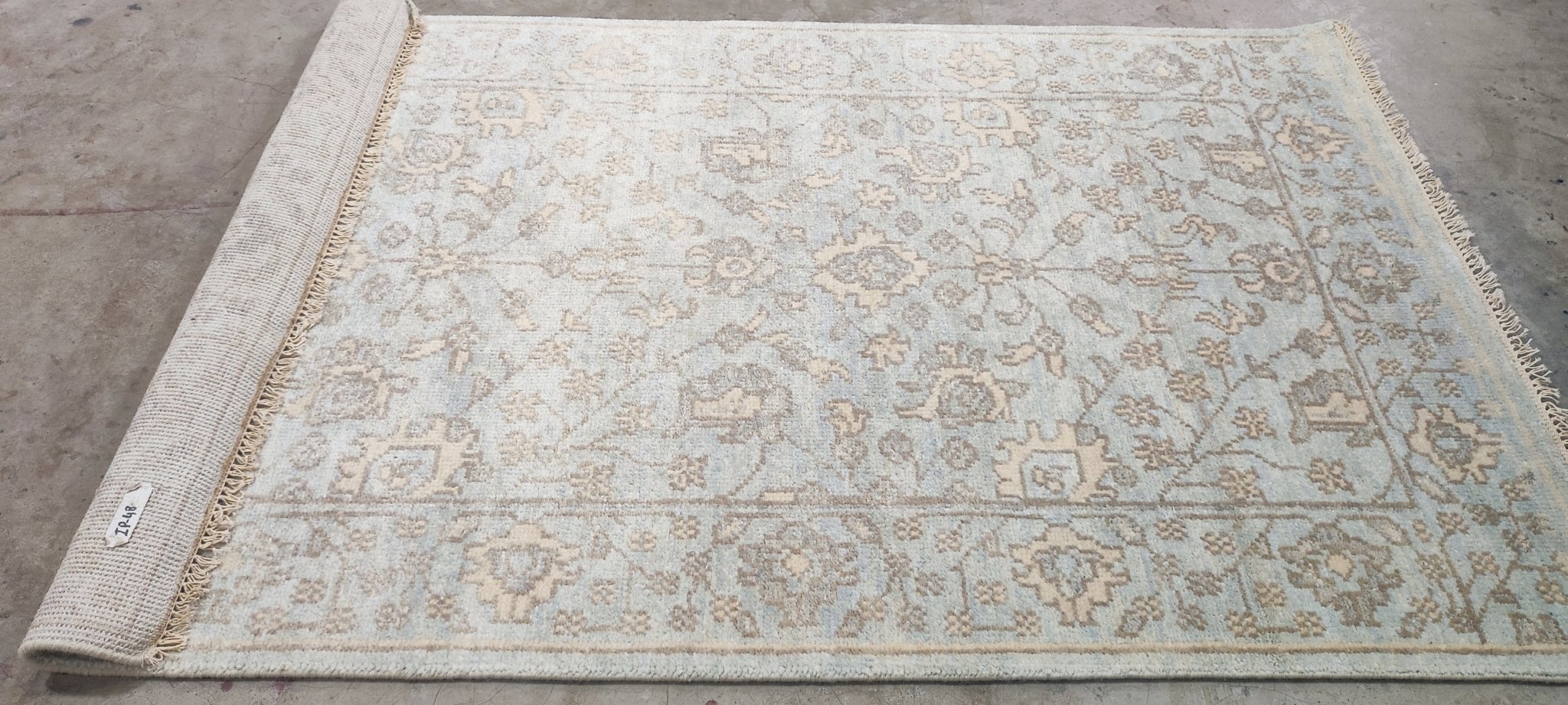 Courtney Abbot Hand-Knotted Silver and Grey Oushak 4x6 | Banana Manor Rug Company