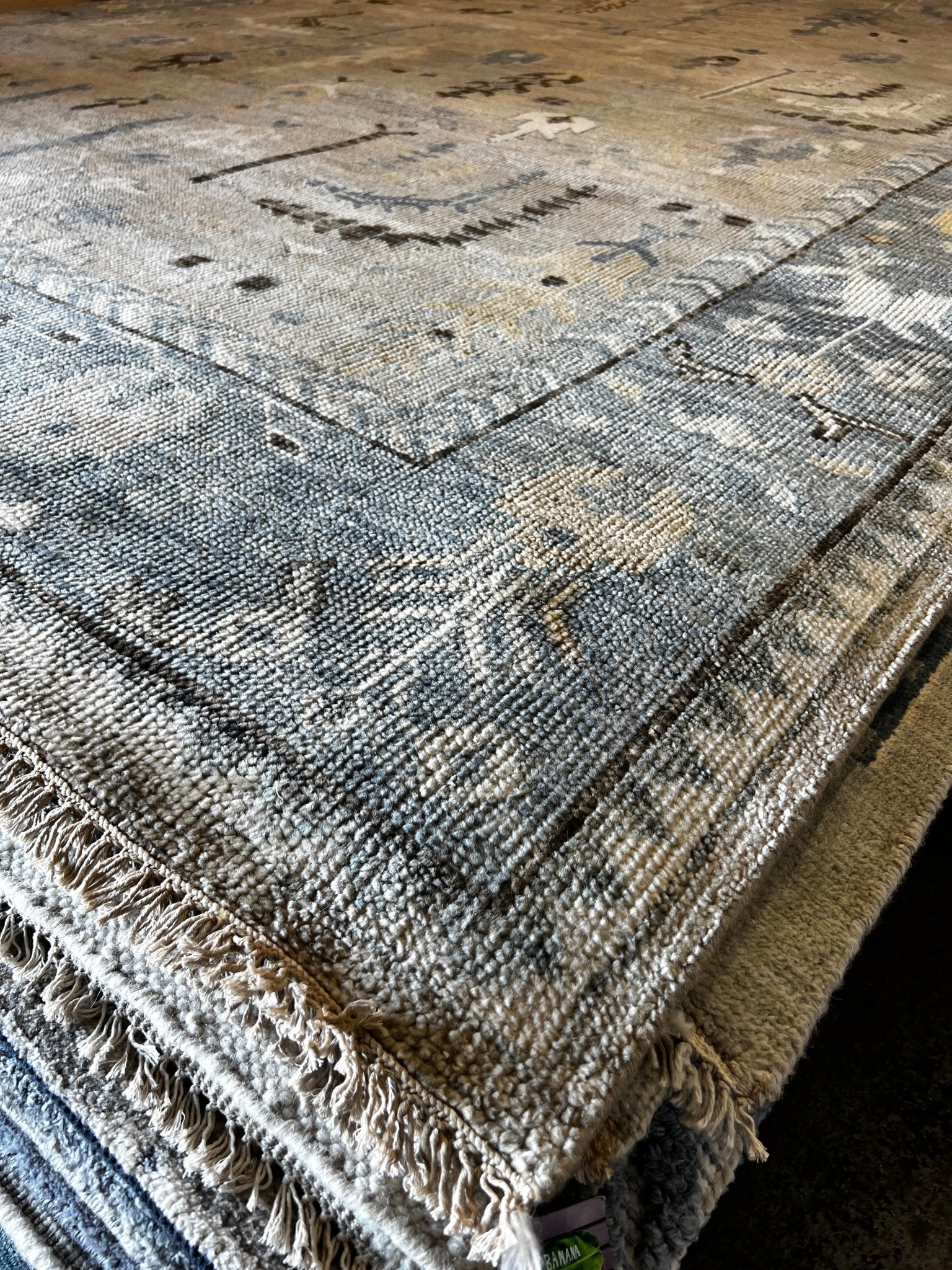 Courtney Coleman 10X14 Grey and Tan Hand-Knotted Oushak Rug | Banana Manor Rug Company