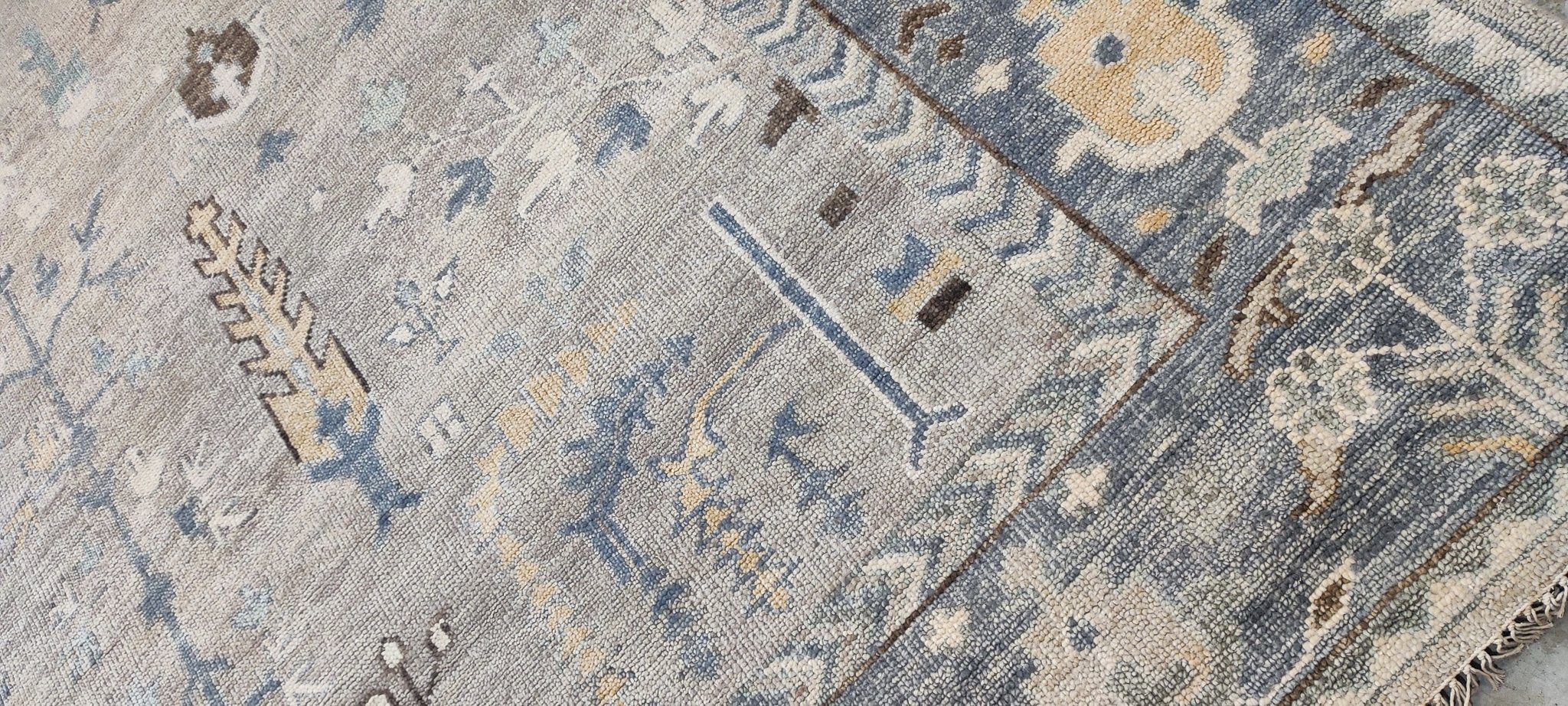 Courtney Coleman 10X14 Grey and Tan Hand-Knotted Oushak Rug | Banana Manor Rug Company