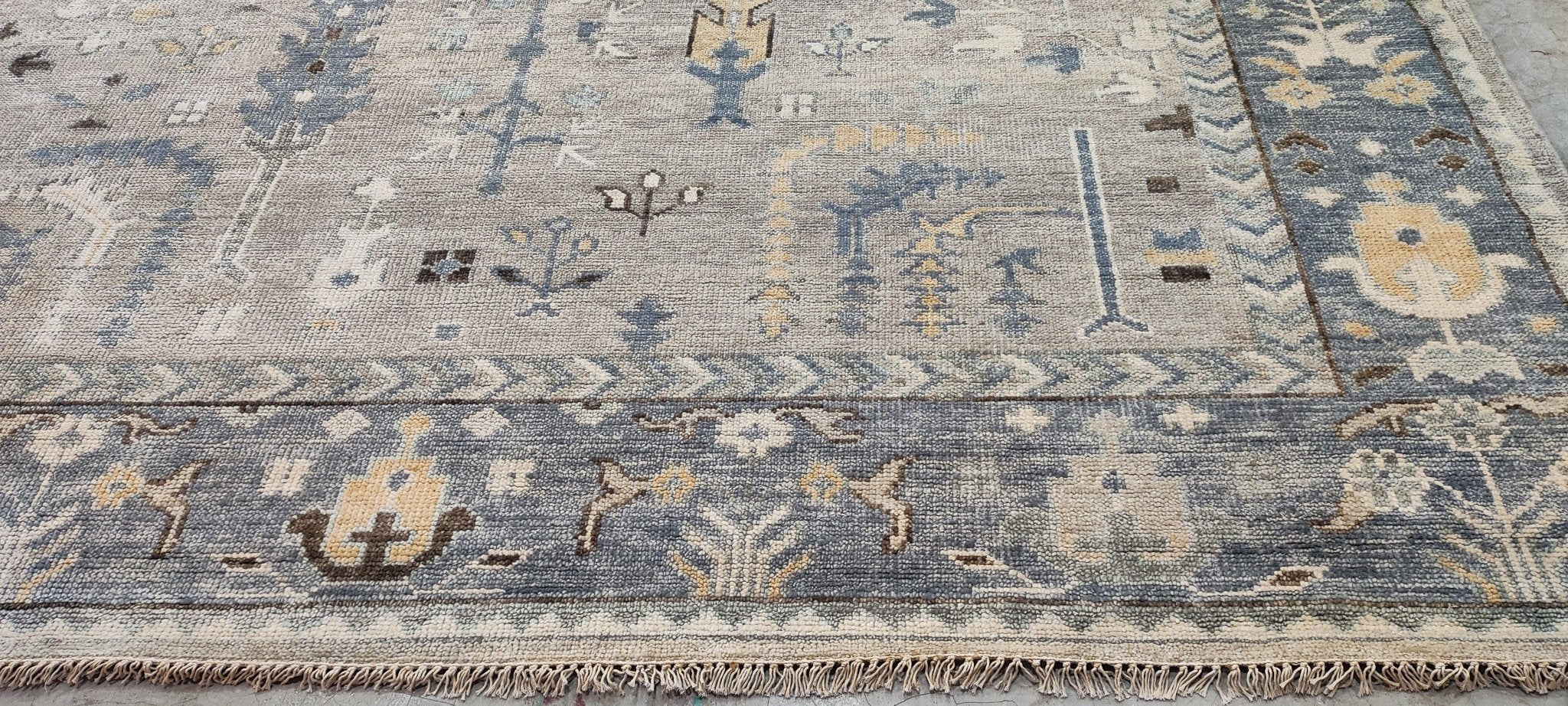 Courtney Coleman 10X14 Grey and Tan Hand-Knotted Oushak Rug | Banana Manor Rug Company