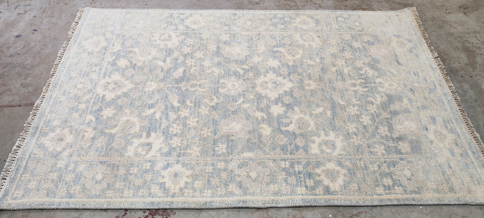 Cynthia O'Hara Hand-Knotted Oushak Rug Aqua and Silver O'Hara 4x6 | Banana Manor Rug Company