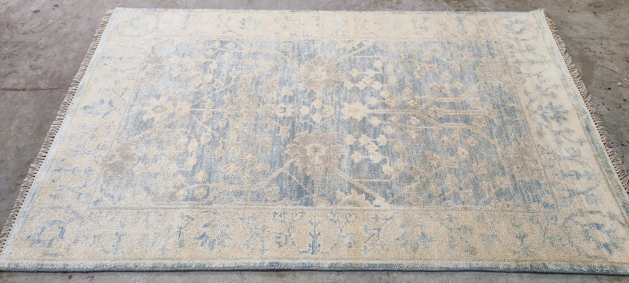 Cynthia O'Hara Hand-Knotted Oushak Rug Aqua and Silver O'Hara 4x6 | Banana Manor Rug Company