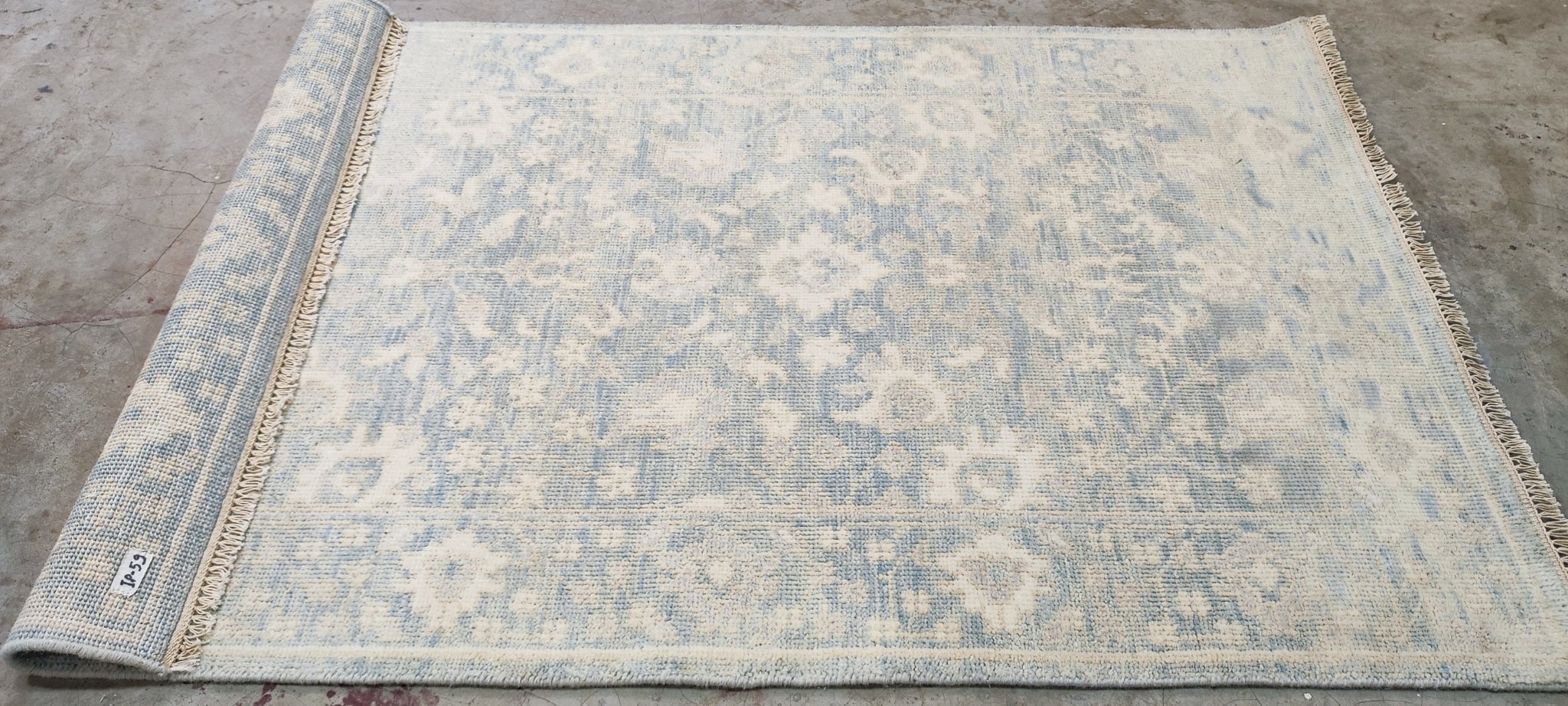 Cynthia O'Hara Hand-Knotted Oushak Rug Aqua and Silver O'Hara 4x6 | Banana Manor Rug Company