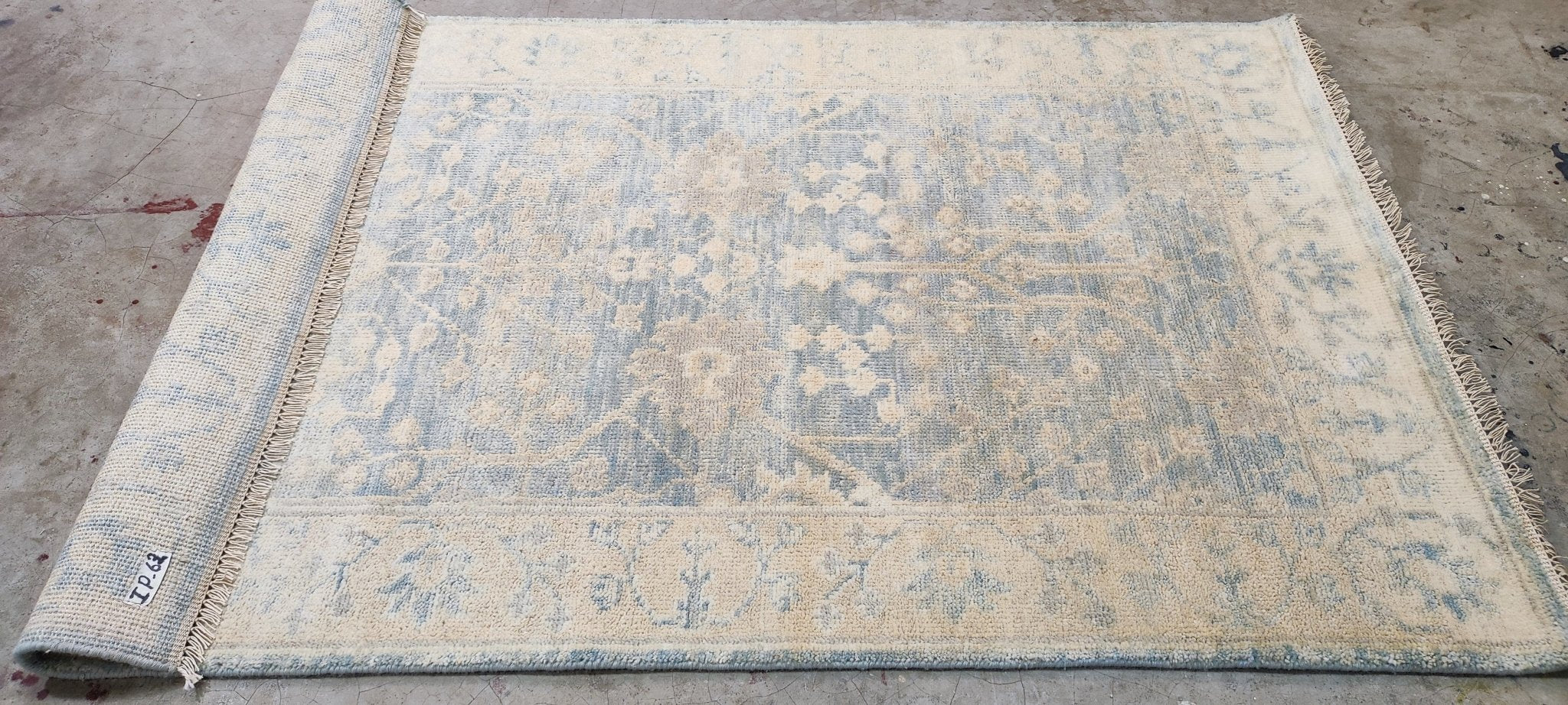 Cynthia O'Hara Hand-Knotted Oushak Rug Aqua and Silver O'Hara 4x6 | Banana Manor Rug Company