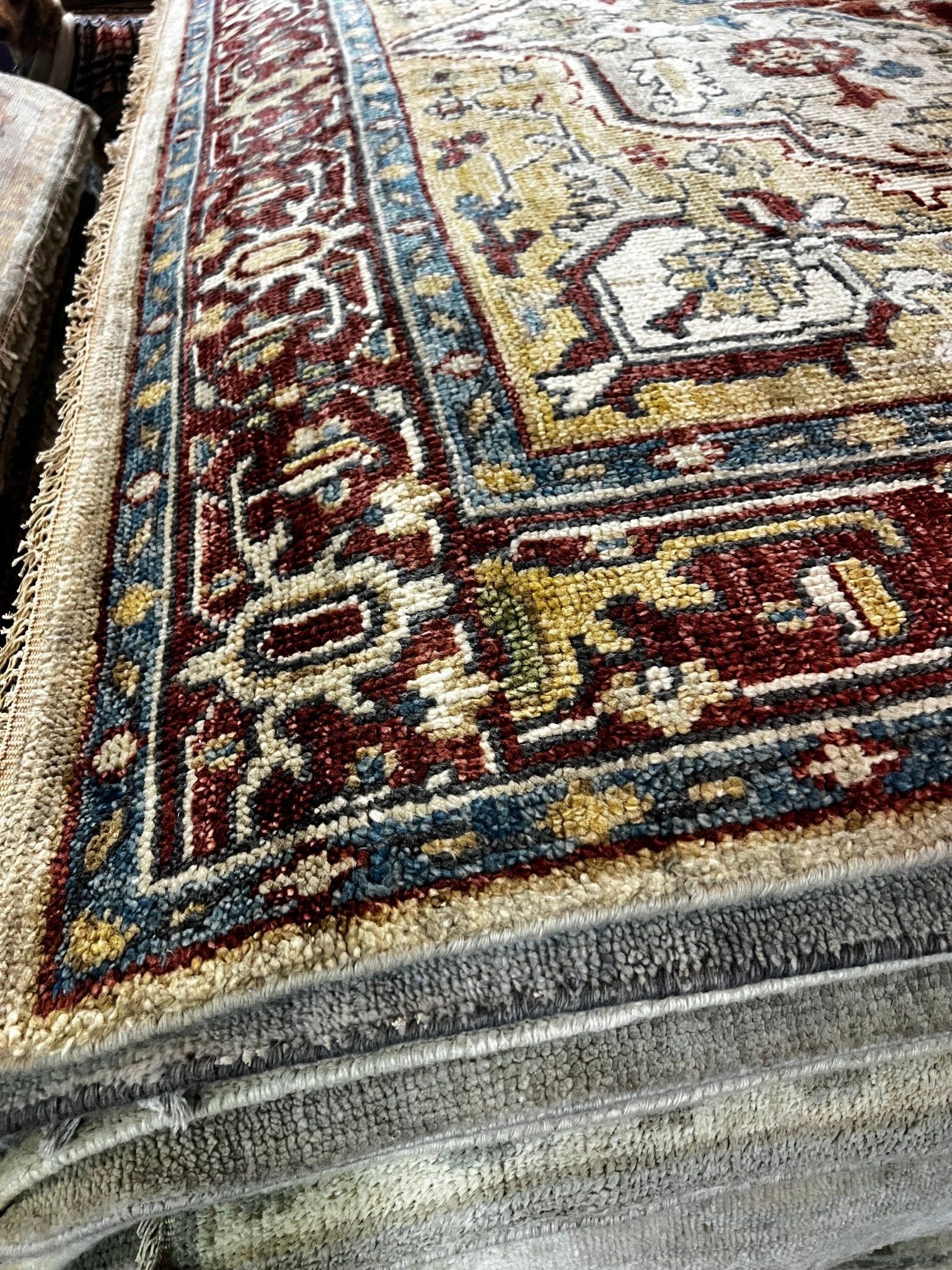 Dana Bass 7.9x9.9 Ivory and Rust Hand-Knotted Oriental Rug | Banana Manor Rug Factory Outlet